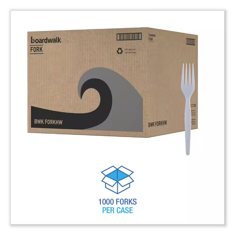 White Heavyweight Disposable Polystyrene Forks (1000-Carton)