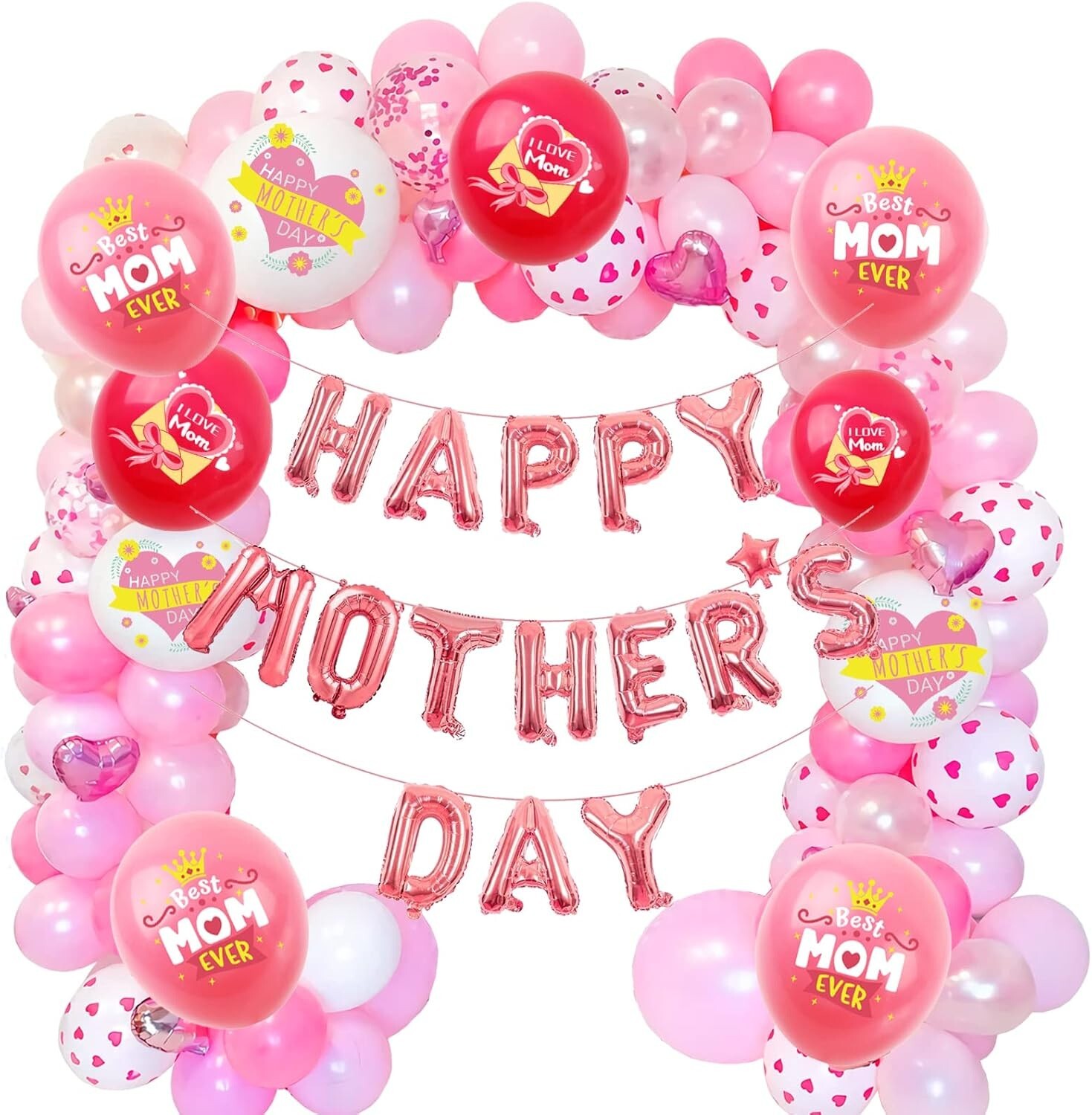 Mother’S Day Balloon Garland Arch Kit with Foil Balloons Set, Happy Mothers Day