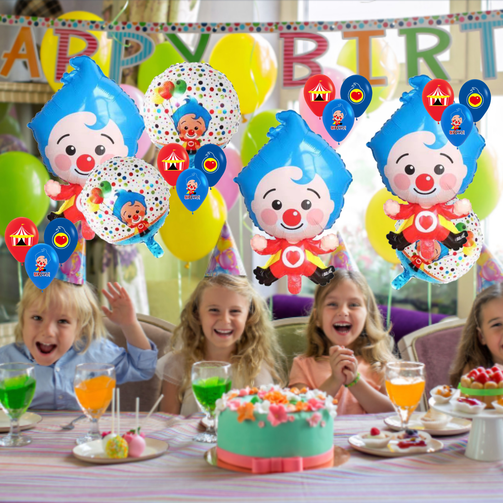 PLIM PLIM PARTY SUPPLIES DECORATION BALLOONS BANNER TABLE COVER THEME CAKE