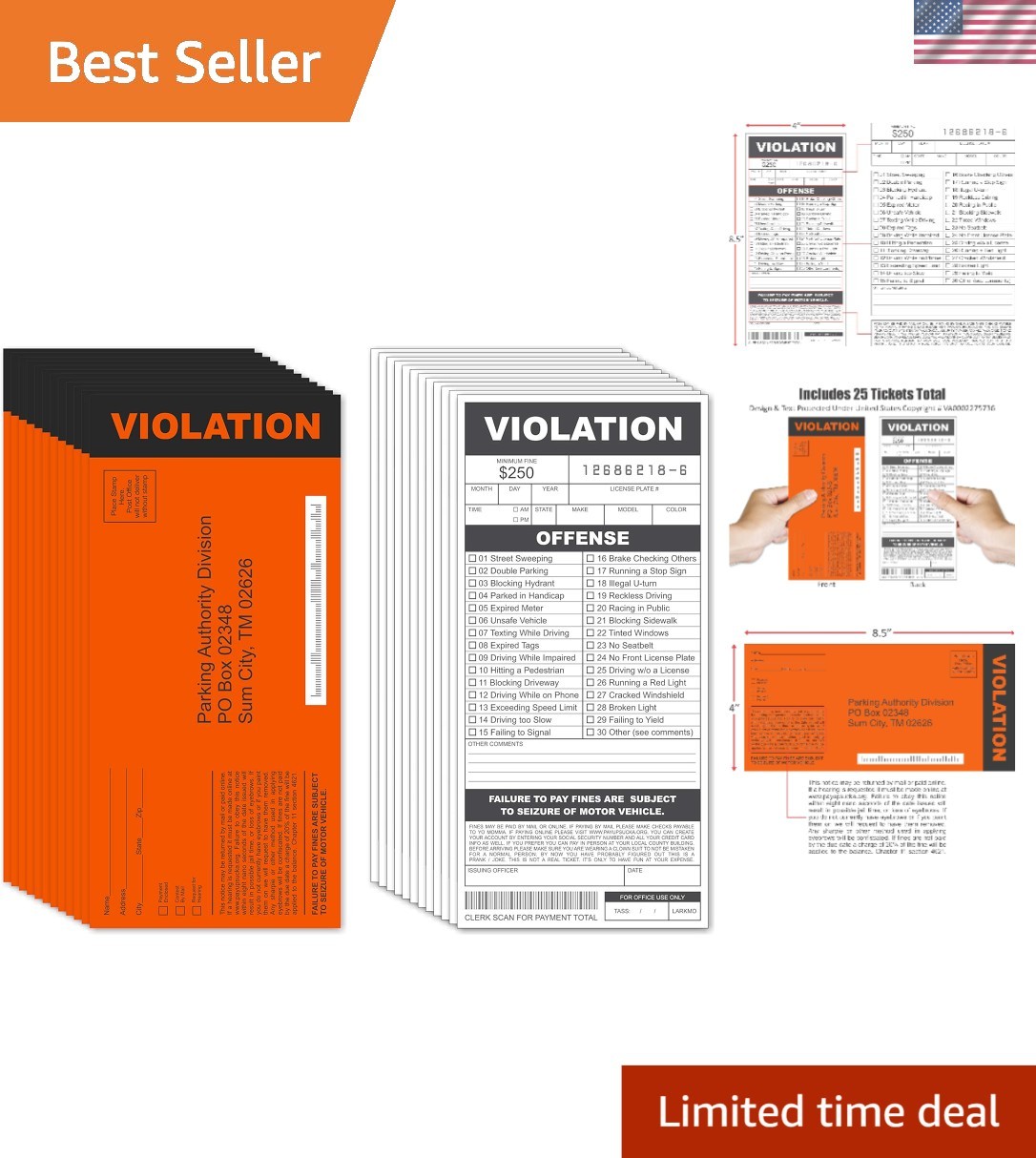 25 Large Fake Parking Tickets – Prank Citations for Kids & Adults, Immersive Fun