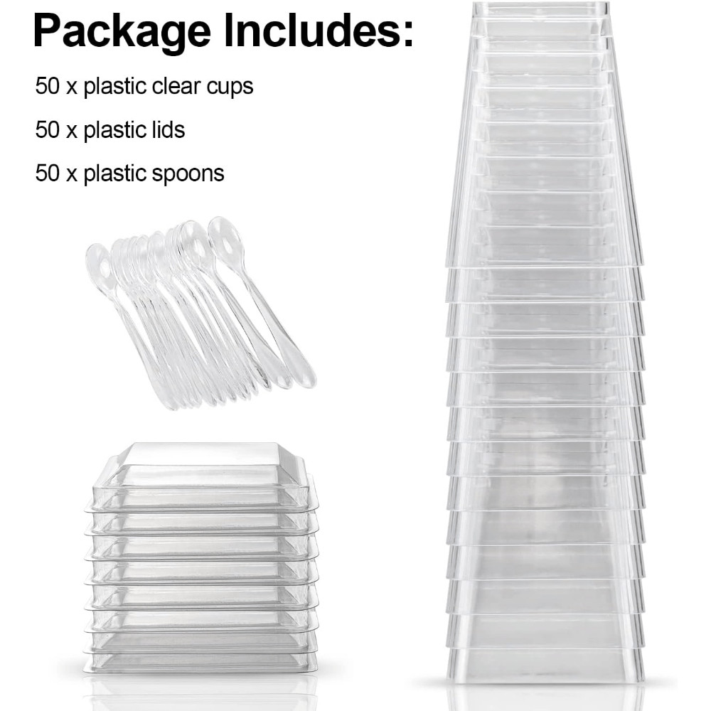 8 Oz Plastic Dessert Cups with Lids, Spoons