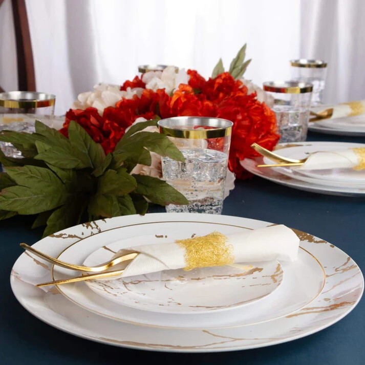 D’VINE COLLECTION Disposable Plastic Tableware Set Wedding Party Package Elegant