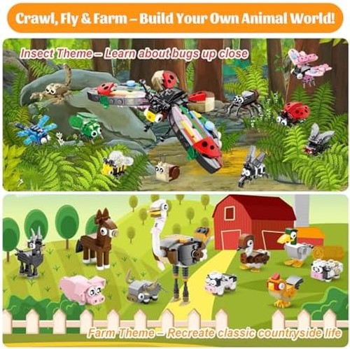 40 Packs Party Favors for Kids – 999+ PCS Animal Building Blocks, 4 Themes: O…