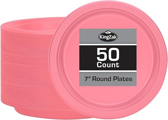 Small 7″ Plastic Disposable Plates -Vibrant Solid Colors Appetizer Dessert Party