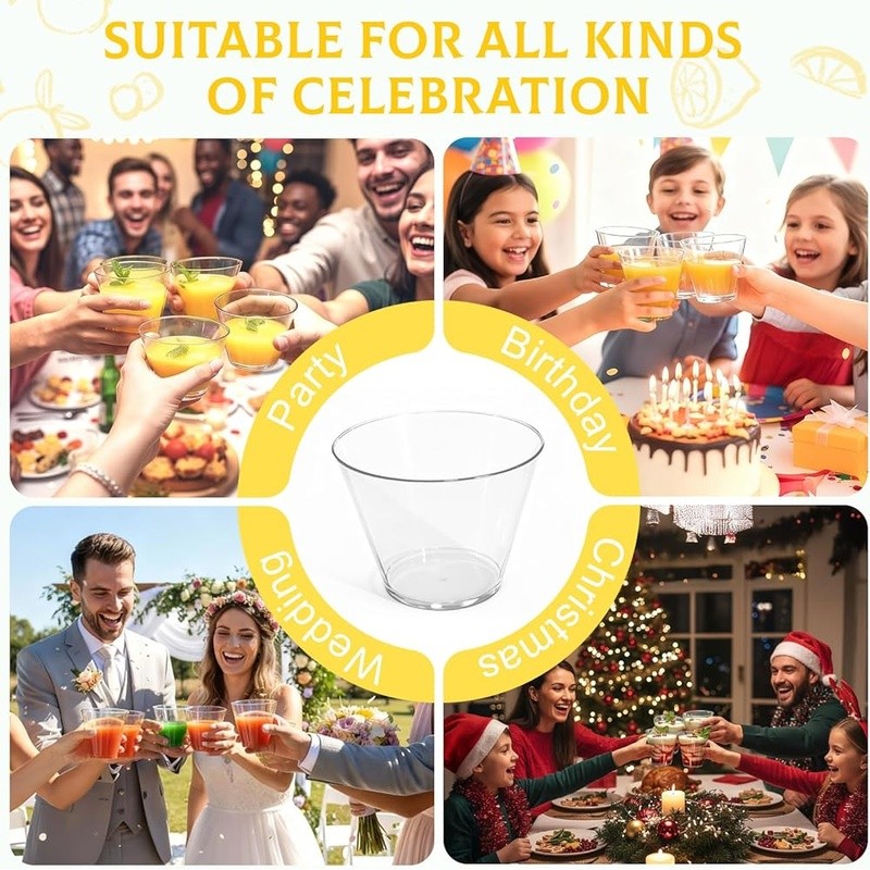 Durable Disposable Plastic Cups 9oz Perfect Parties Weddings Events Celebrations