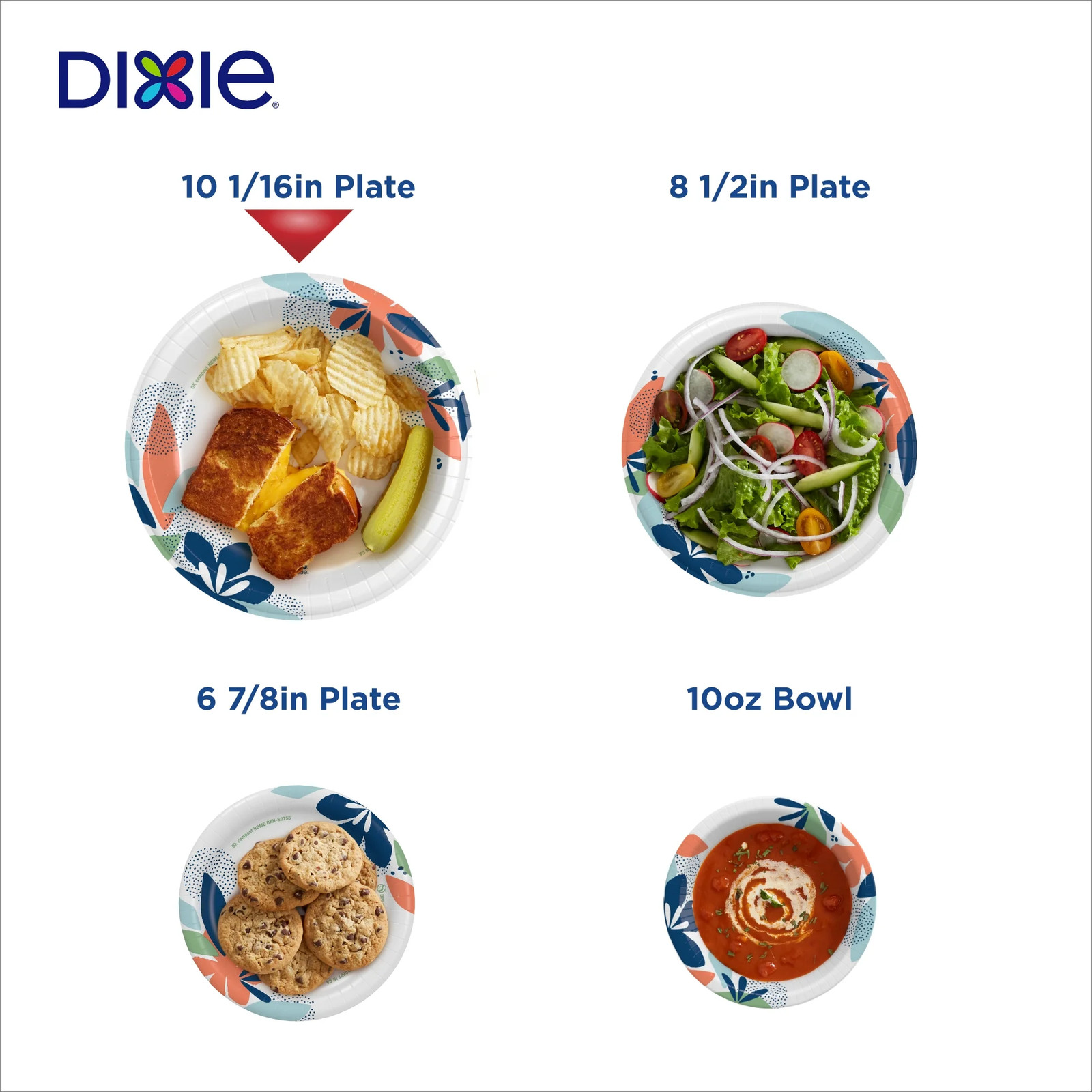 Disposable Paper Plates, 10″, Multi-Color, 150 Count