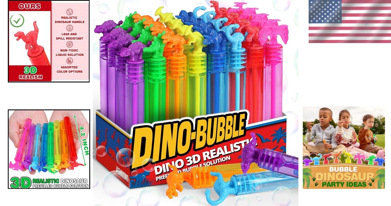 Vivid 32 Pack Dinosaur Bubble Wands – Engaging Multi-Color Party Supplies