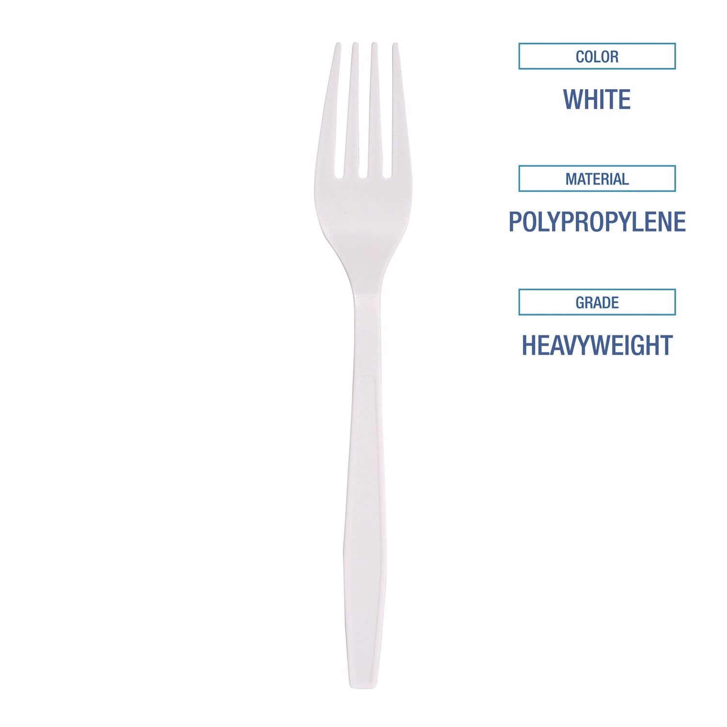 Heavyweight Polypropylene Cutlery Fork White 1000/Carton Disposable Plastic