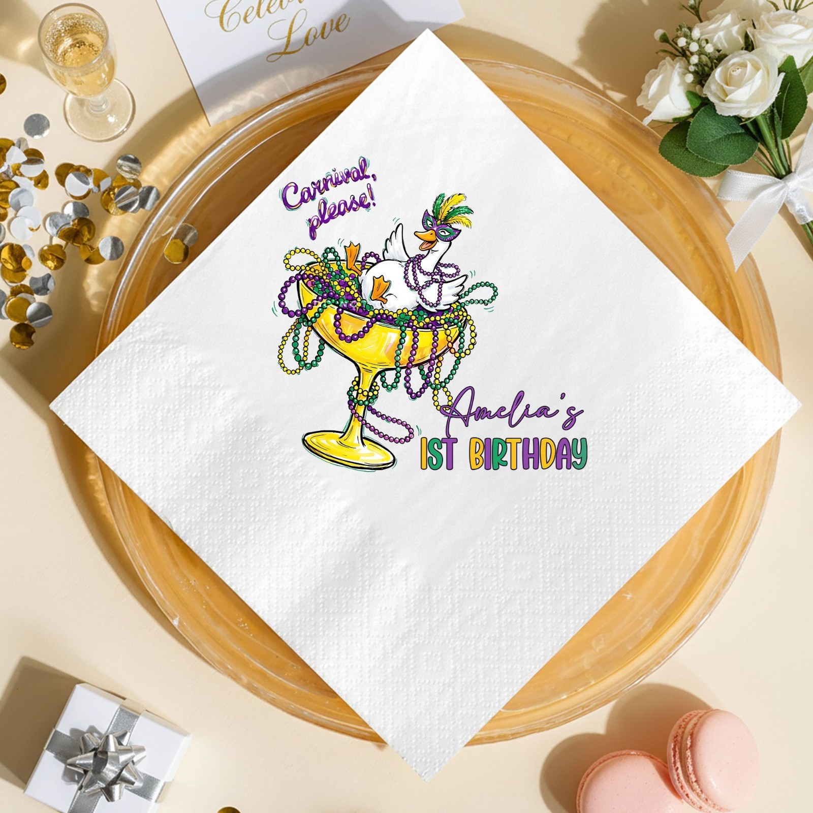 Personalized Carnival 1st Birthday Napkins Custom Name Party Supply SATTNA0318