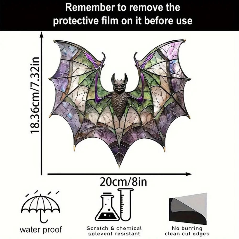 Contemporary Acrylic Bat Suncatcher Halloween Decor Home Wall Art Wreath JQ