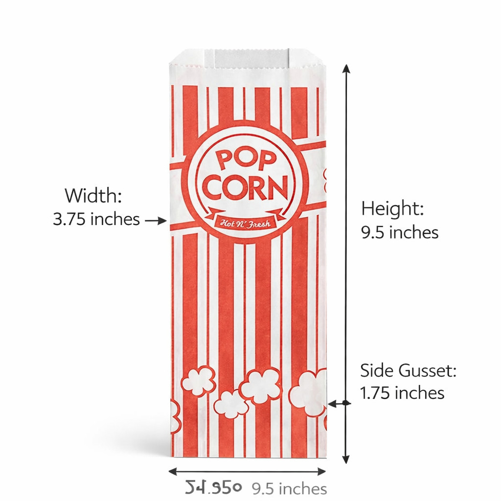 Carnival King #4 Popcorn Bags Kraft Paper 1.1oz Concession 3.75×1.75×9.5 1000