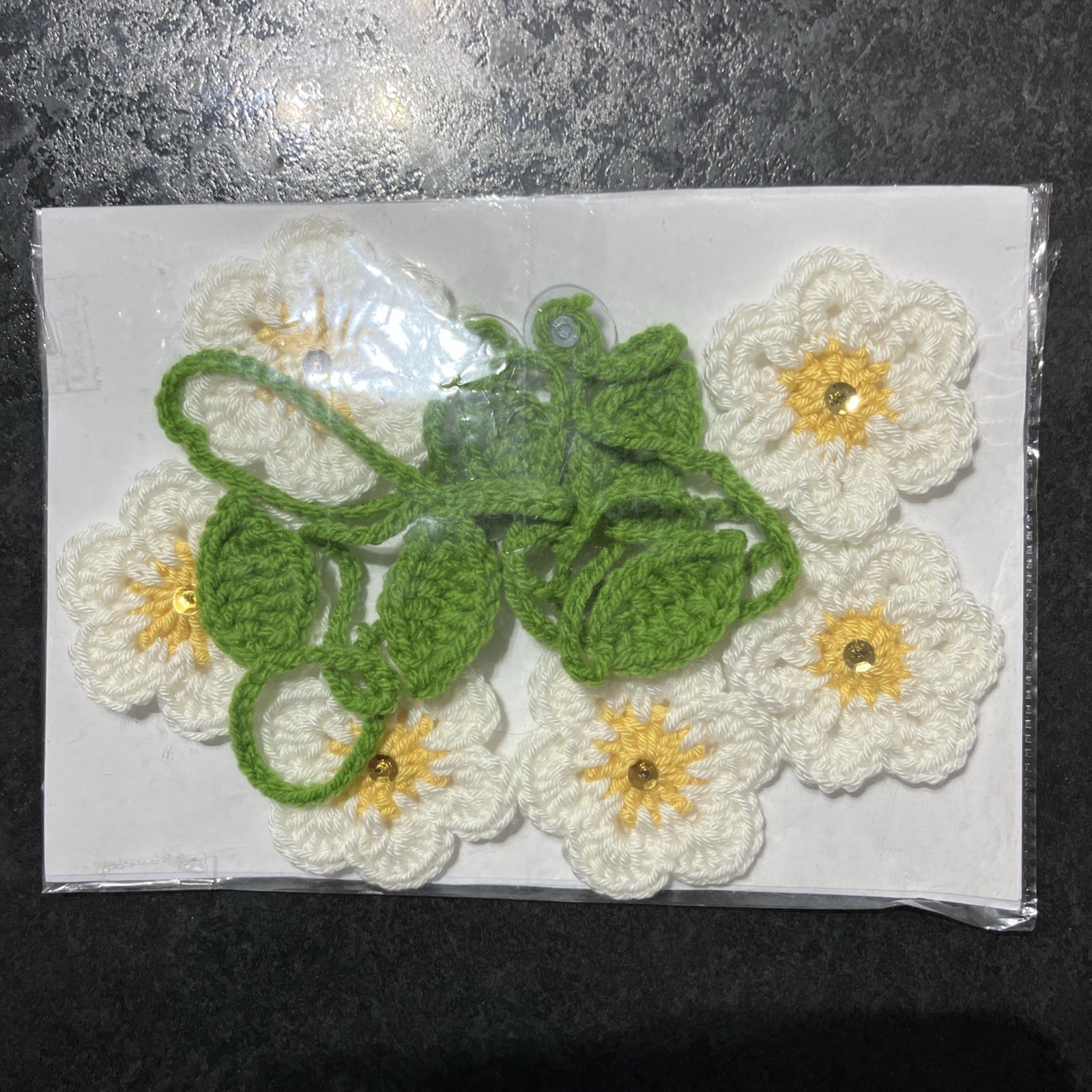 🌼 🍃 NEW Hand Crochet daisy Flowers Bunting Window Camper SUMMER Gift