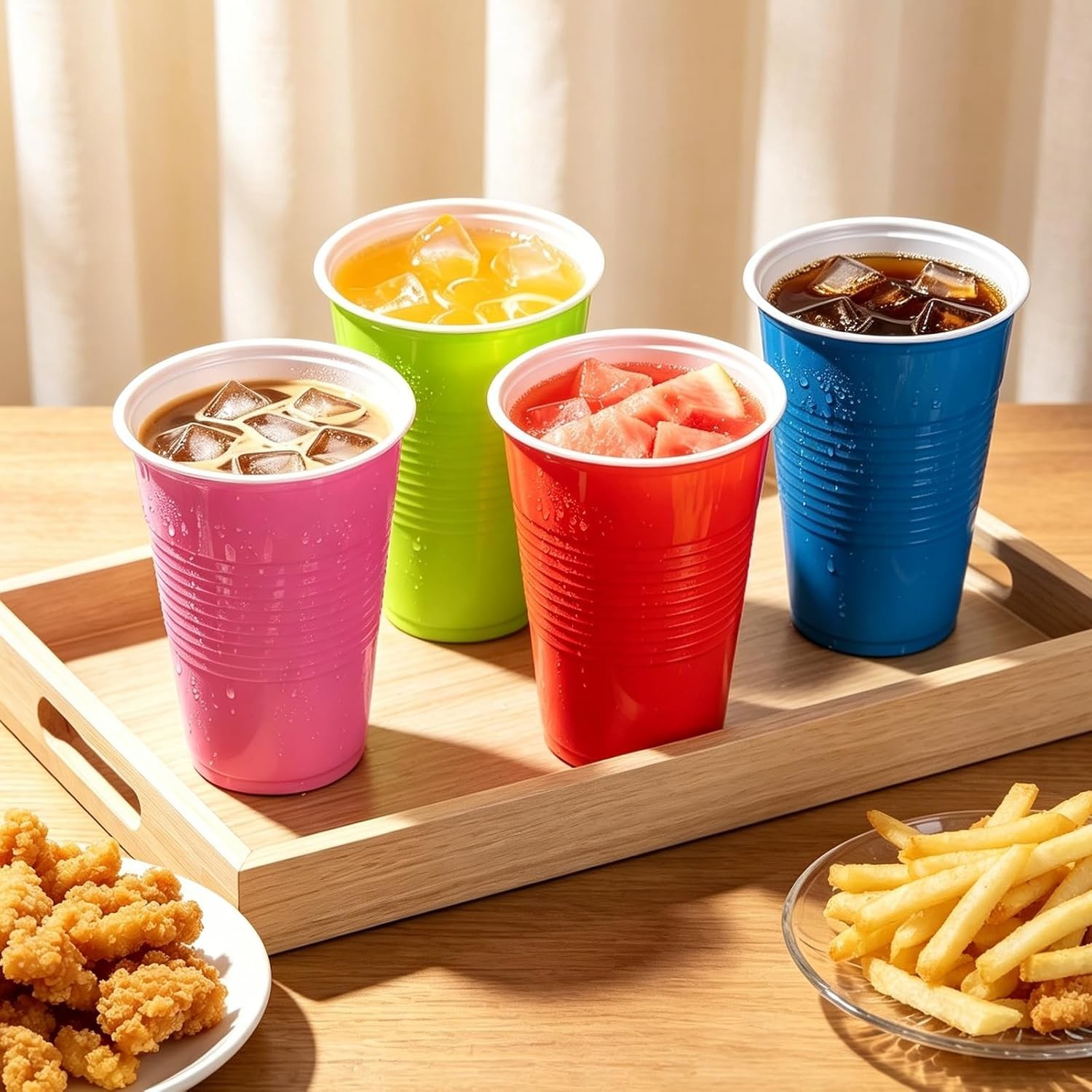 Disposable Plastic Cups, 120 Count, 18 Oz BPA-Free PP Plastic Cups, Assorted …