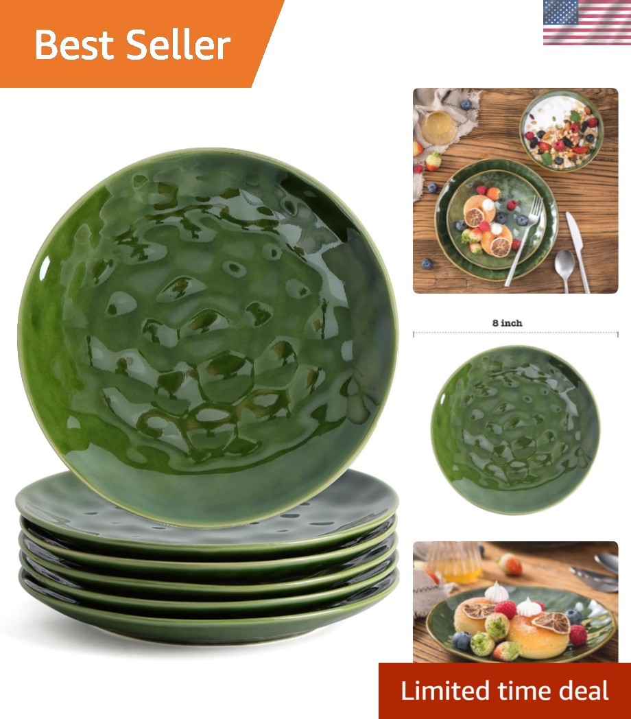 Ceramic Round Dessert Salad Plates – 8 Inch, Set of 6, Microwave, Oven, and D…