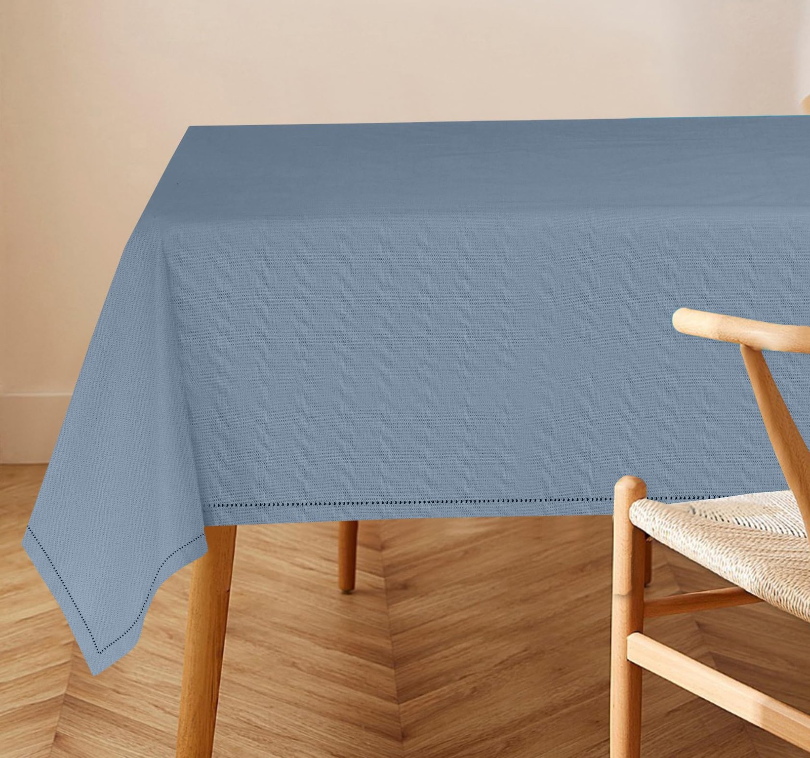 RUVANTI Cotton Linen Table Cloth Rectangle Table 72×54 Inch, Classic Hemstitch,