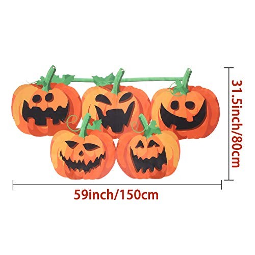 Halloween Pumpkin Bunting Flag Hanging Banner 59 Inches Funny Pumpkin Flag
