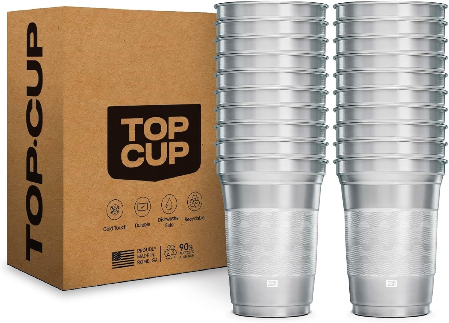 Stylish 20 count Stealth Design Aluminum Cups – 16 Oz, Perfect for Gatherings