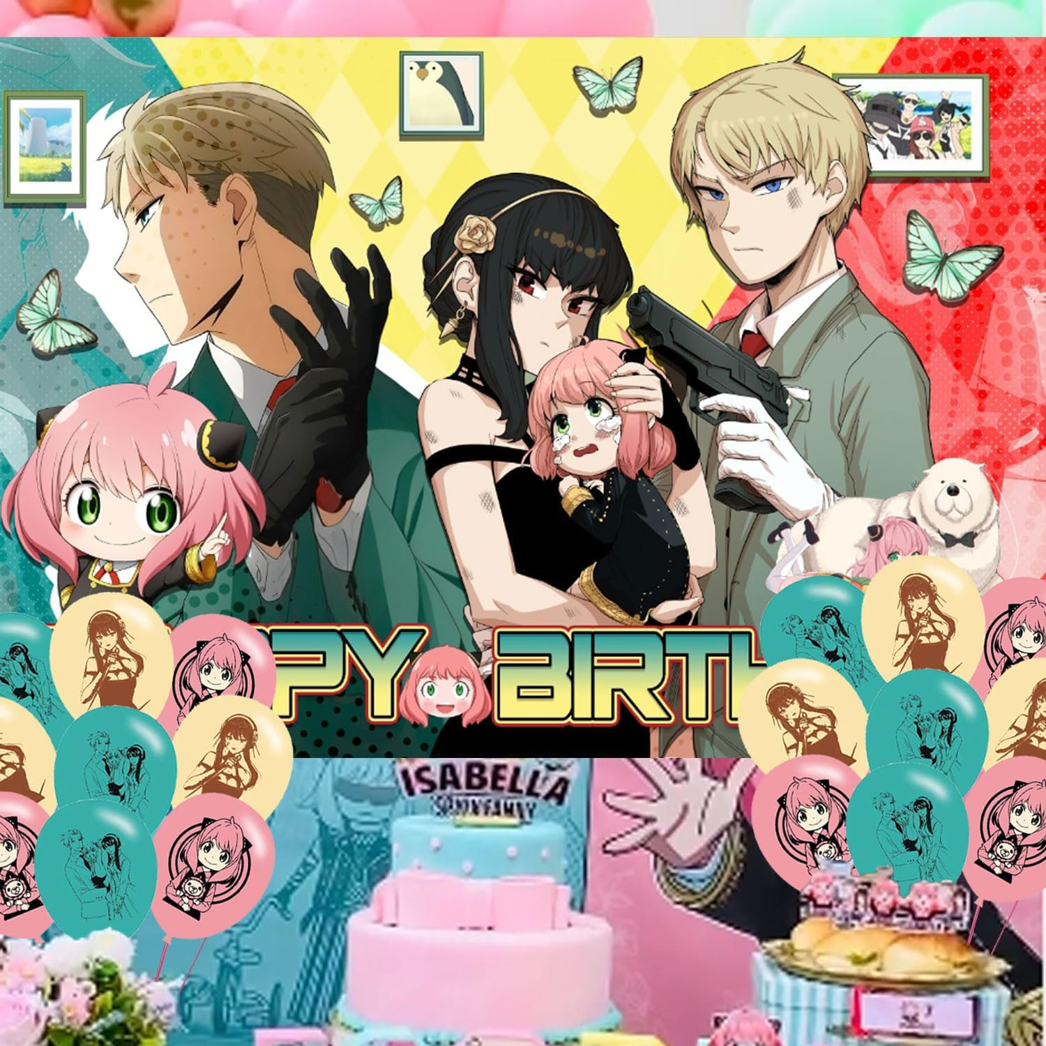 Spy Family Birthday Party Decoration,Anime Party Photo Background 5 X 3 FT and 1
