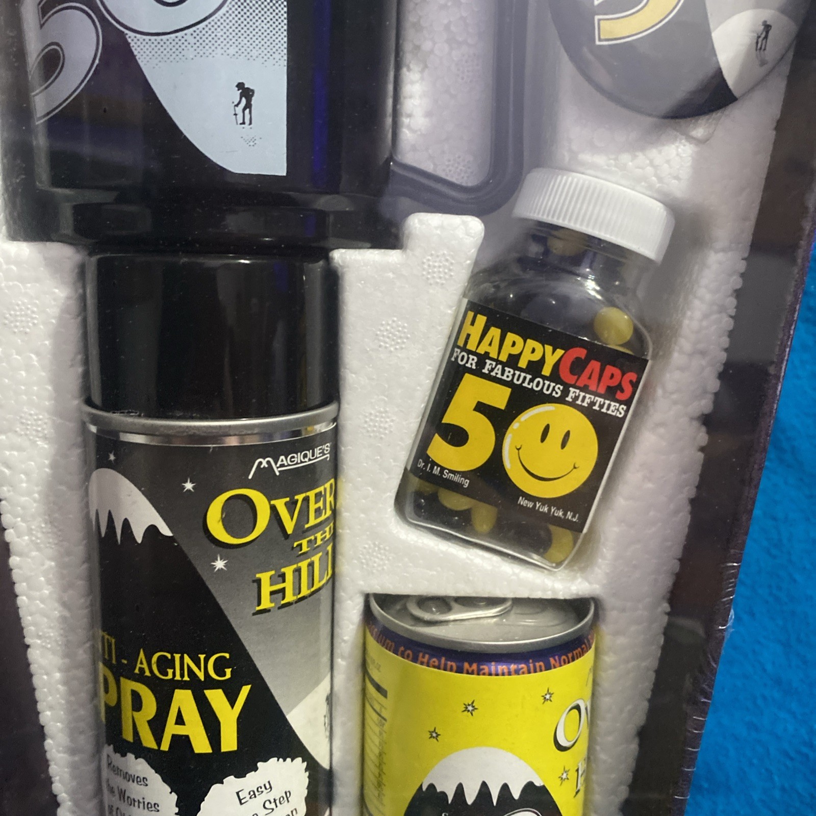 Over The Hill Coffin Gag Gift Box Novelty 50 Birthday Gift Set NOS 1994 Magique