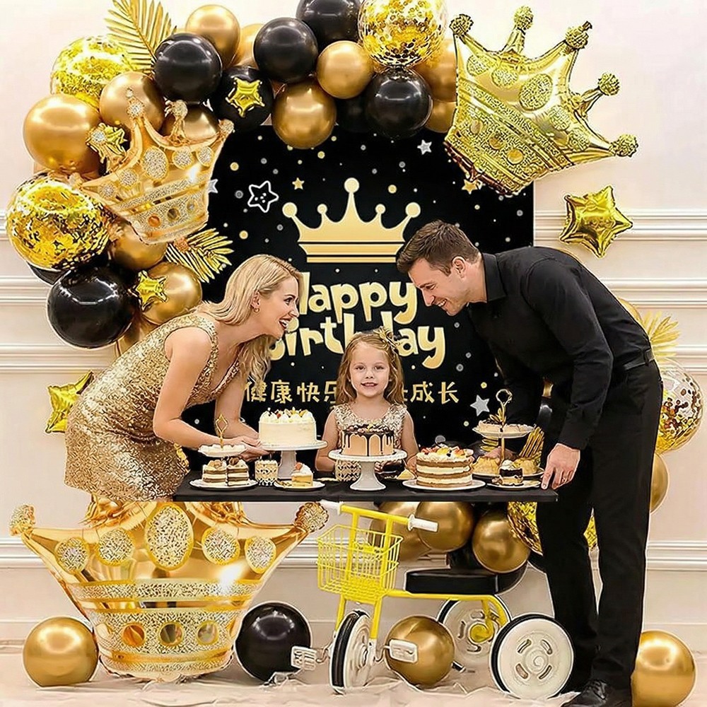Gold Crown Foil Balloons for Royal Party King & Queen Birthday Wedding Baby Kids