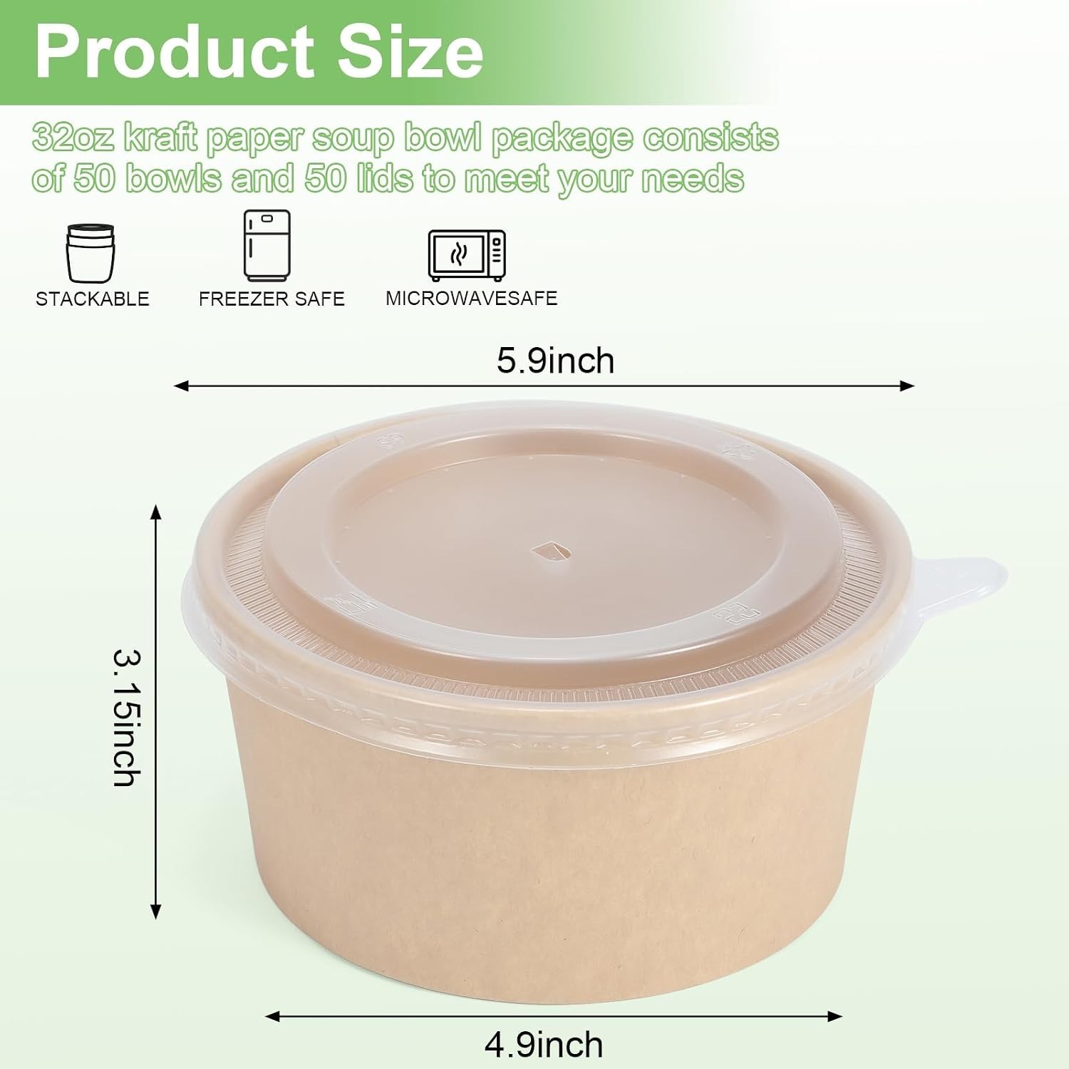 50 Pcs 32 Oz disposable meal prep containers，paper bowls with lids，disposable…