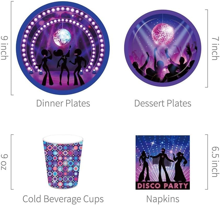 Disco Party Supplies,50’S,60’S,70’S,80’S Birthday,Retro Party,Rock and Roll Set