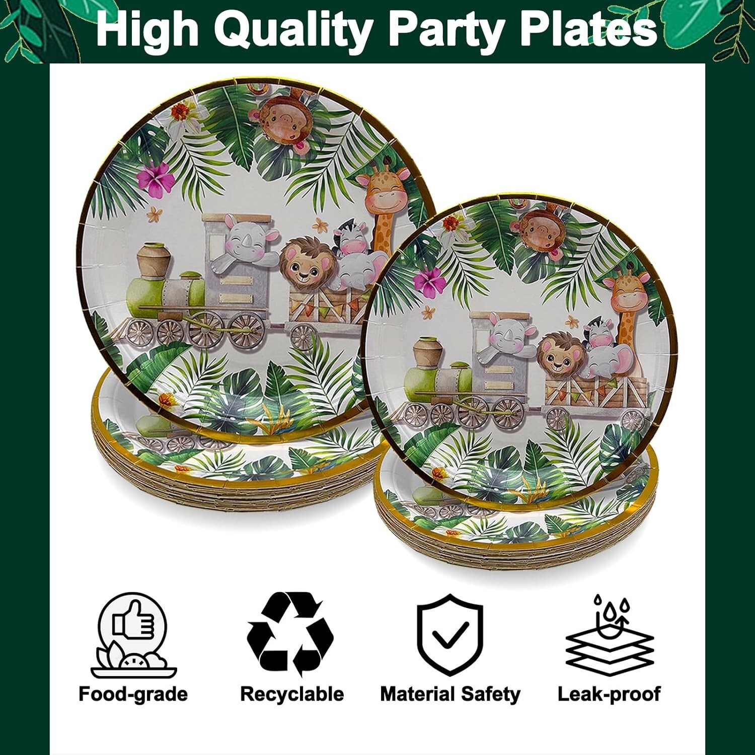 Jungle Safari Train Disposable All Occasion Tableware (Plates, Napkins, Cups)