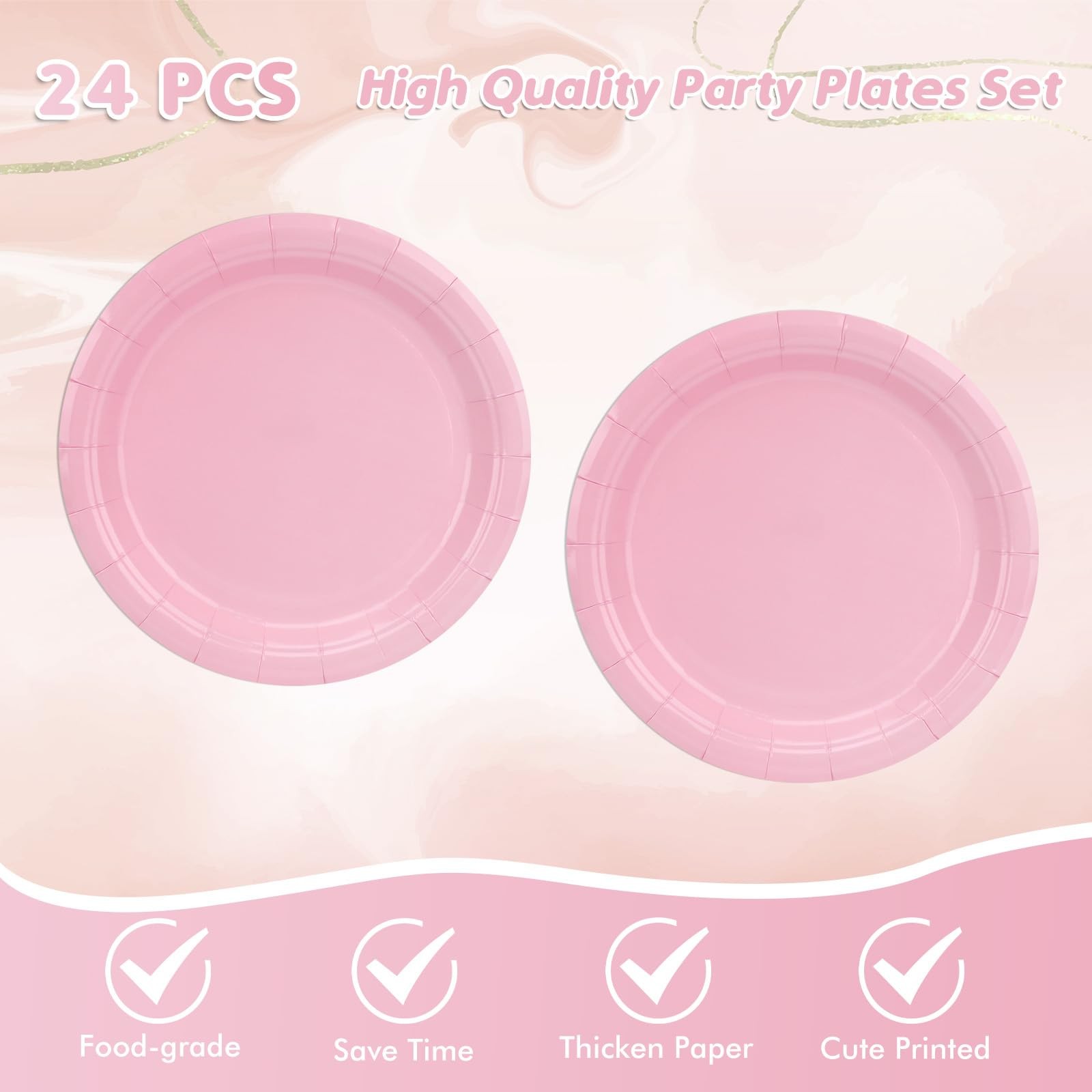49Pcs Light Pink Birthday Party Decorations 6.5 inches,