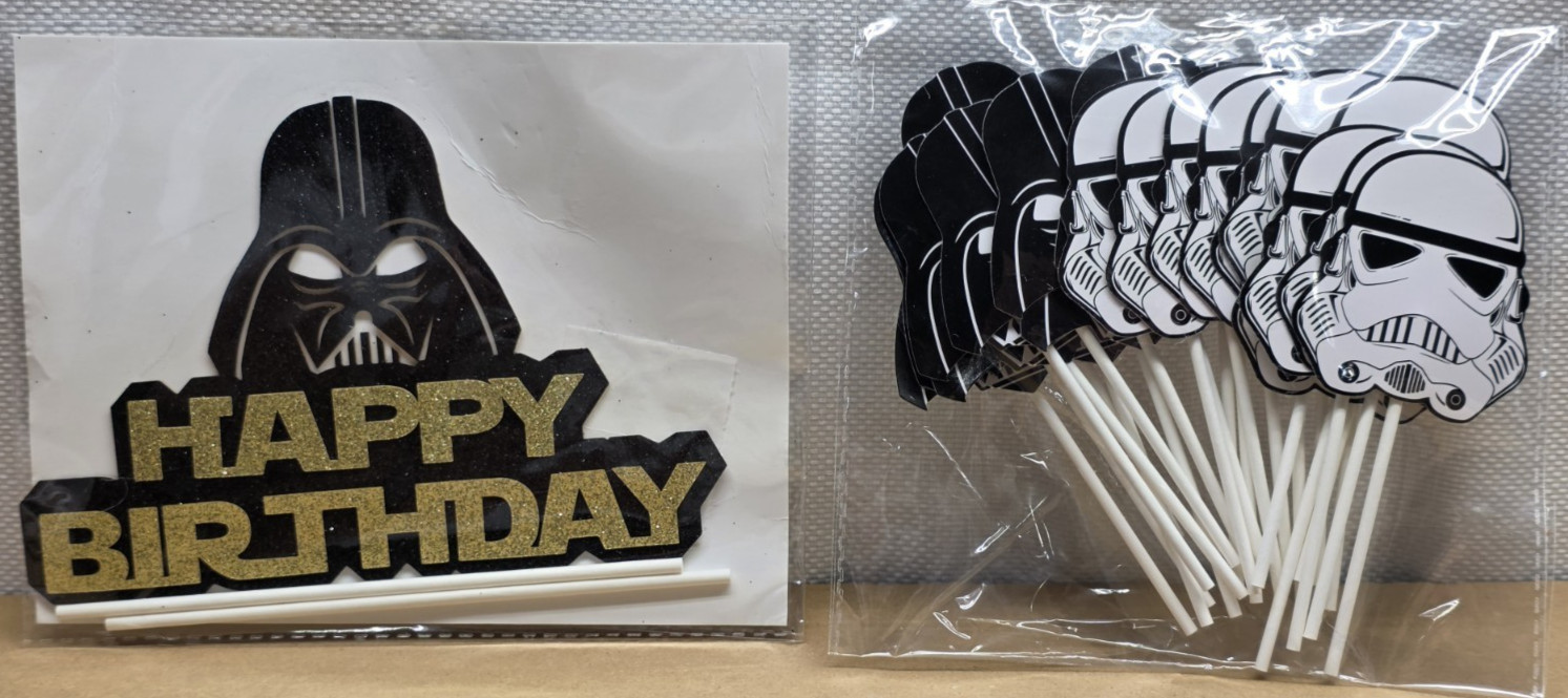 Star Wars Birthday Party Cake and Cupcake Toppers Vader and Storm Troopers