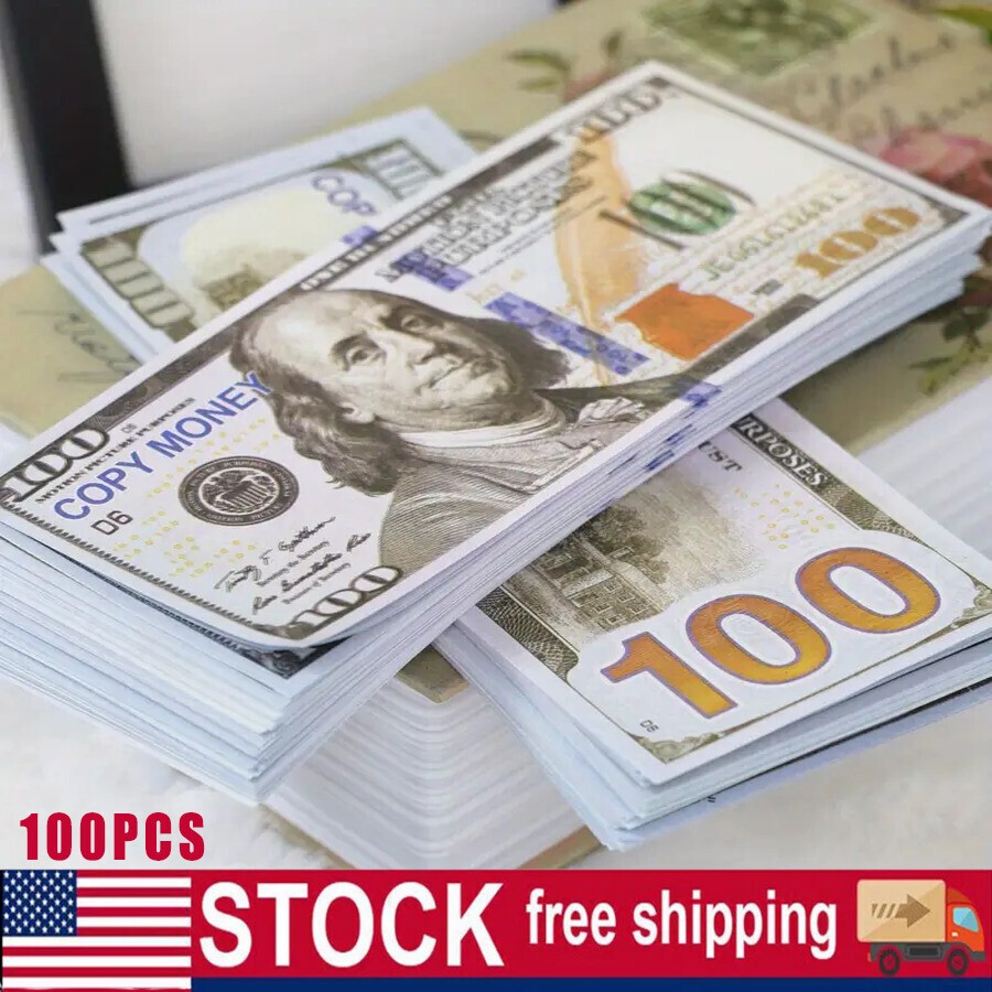 100 PCS Prop Fake Toys Money BANK GAMES CASH PAPER 100 DOLLAR BILLS $ US