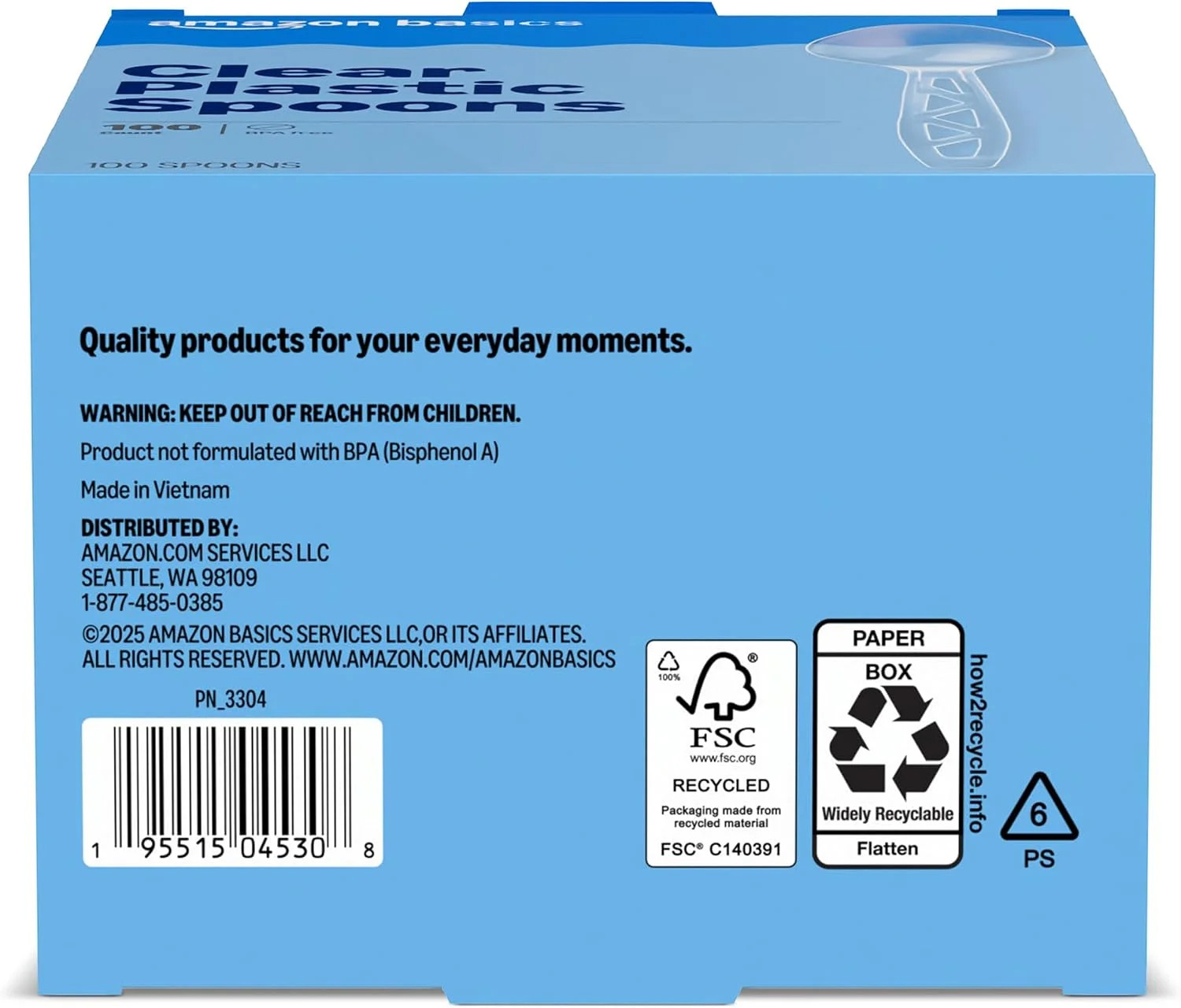 Disposable Clear Plastic Spoons, Premium Quality, 100 Count, Large