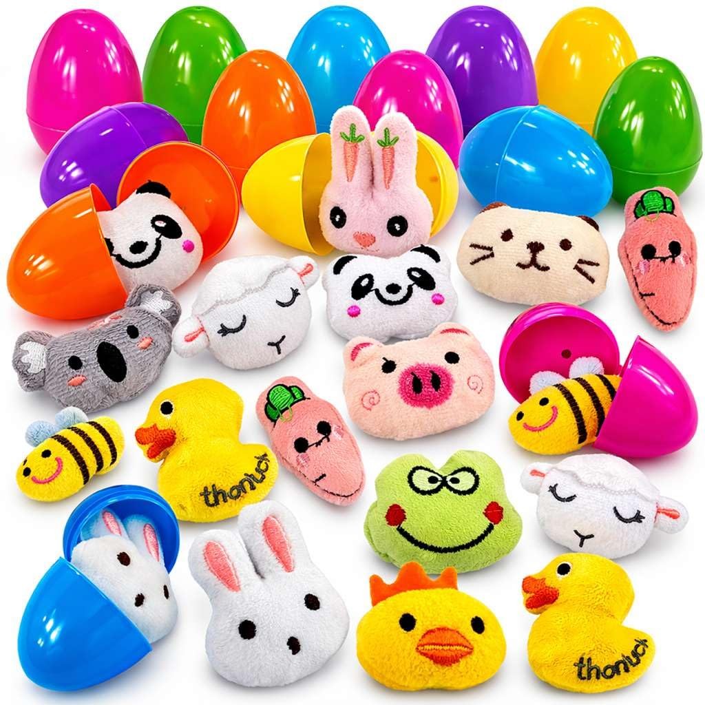 36 Pack Colorful Prefilled Easter Eggs bulk with Mini Plush Easter toys – Pla…