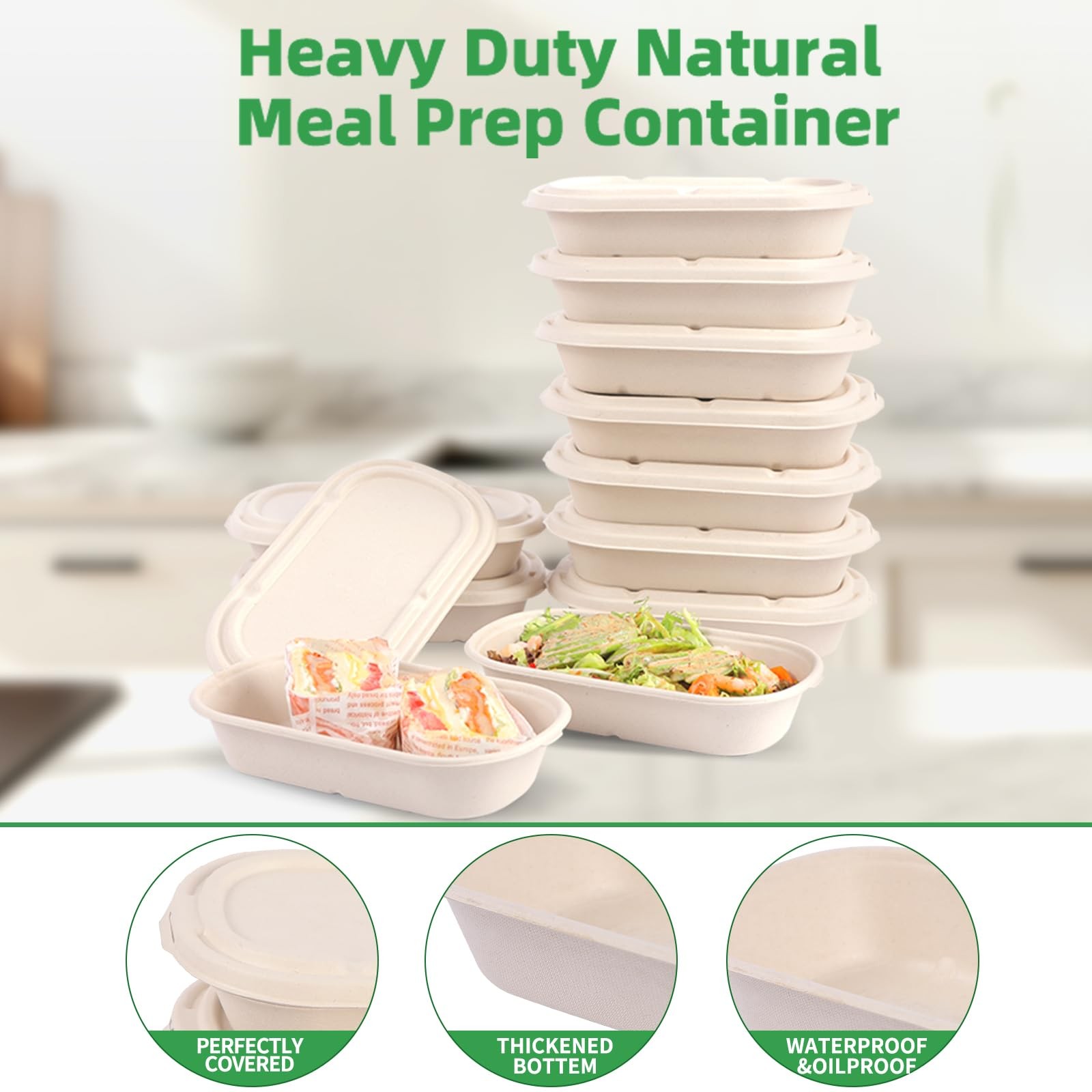 50Pcs(24oz) Disposable Meal Prep Food Containers with Lids,Lunch Salads Micro…