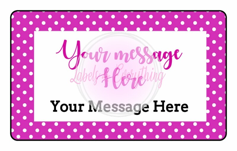 Personalised Polka Dot Rectangle Stickers Gift Seals Tag Sweet Cone Bag Box