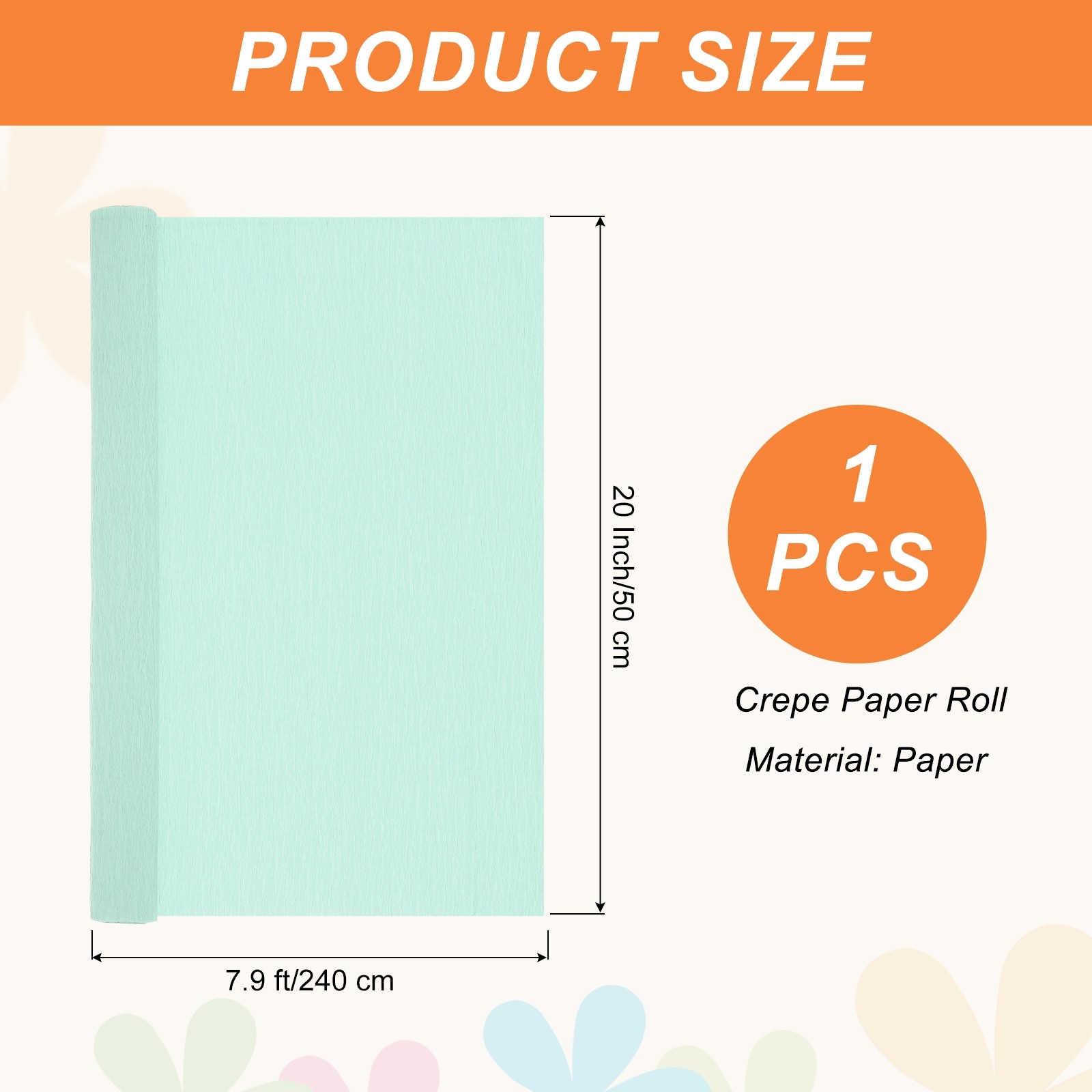 Crepe Paper 7.9ft Long 20 Inch Wide Light Blue Crepe Paper Roll