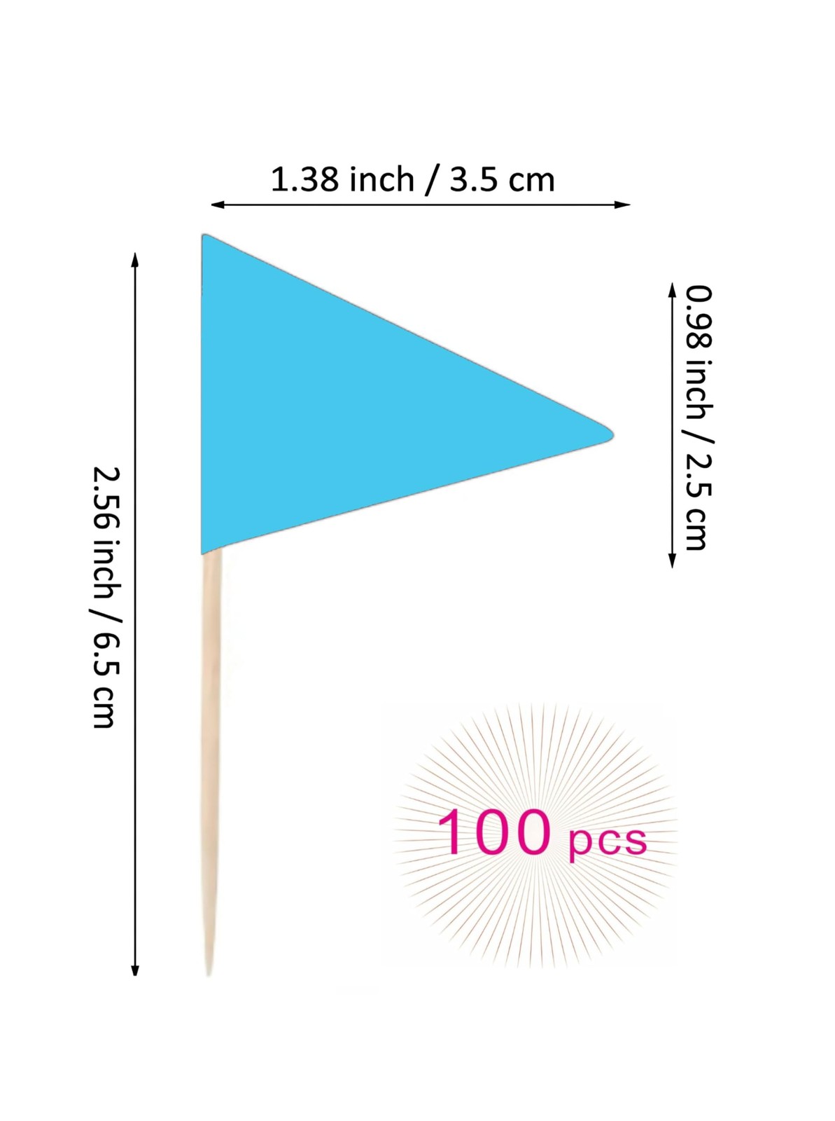 Solid Sky Blue Toothpick Flags Small Mini Plain Sky Blue Color Triangle Stick…