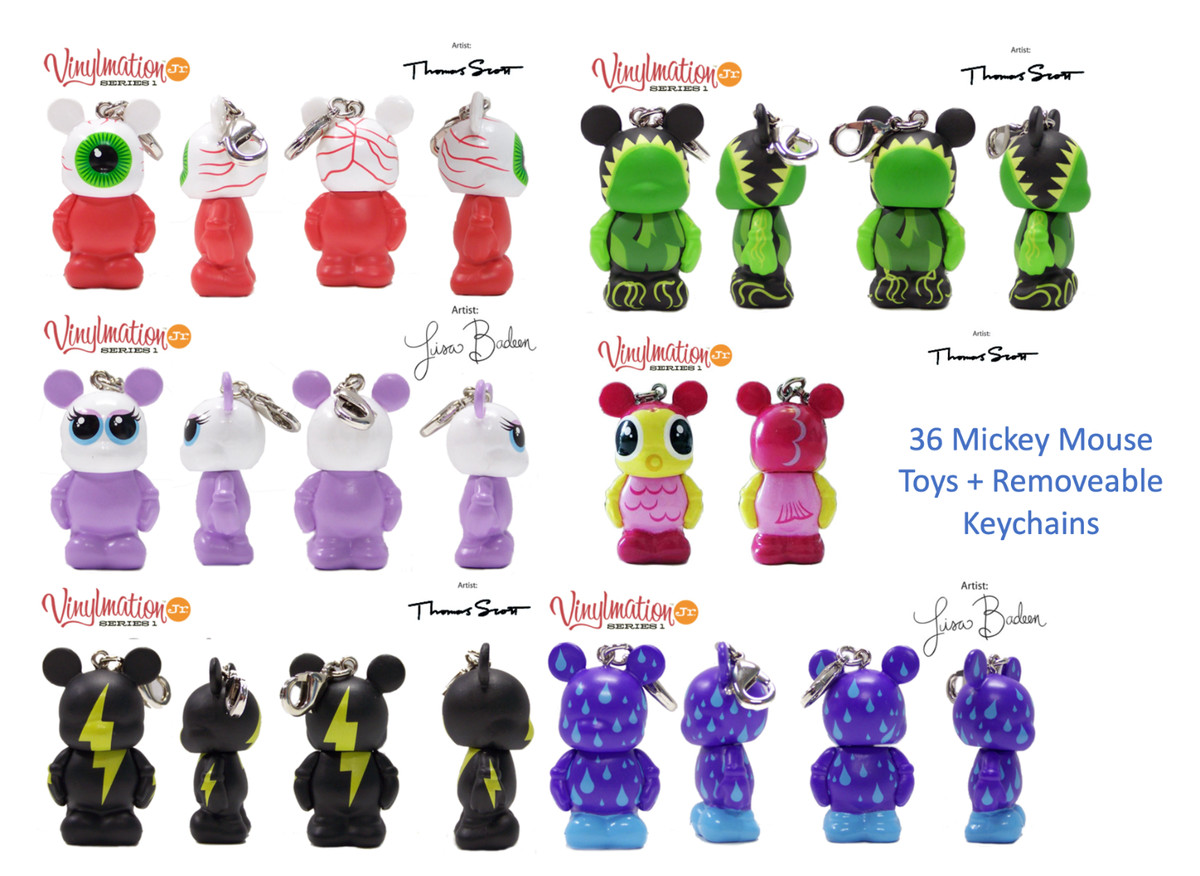 NEW CASE/Tray 36 Disney Park Party Favors Mickey Series #1 Figure Toy + Keychain