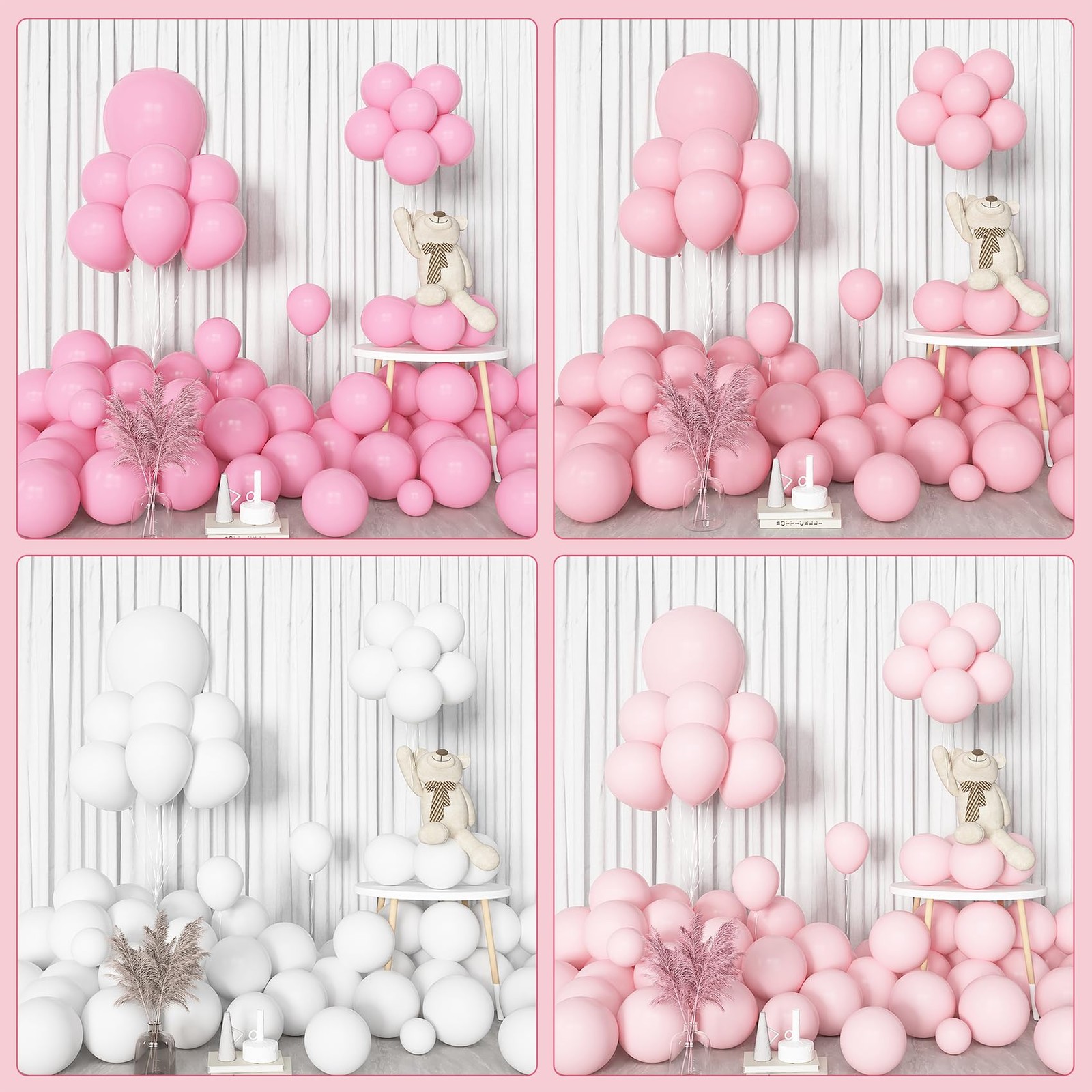 144Pcs Pink Balloons Garland Arch Kit Light Pink Gold White Confetti Latex Me…