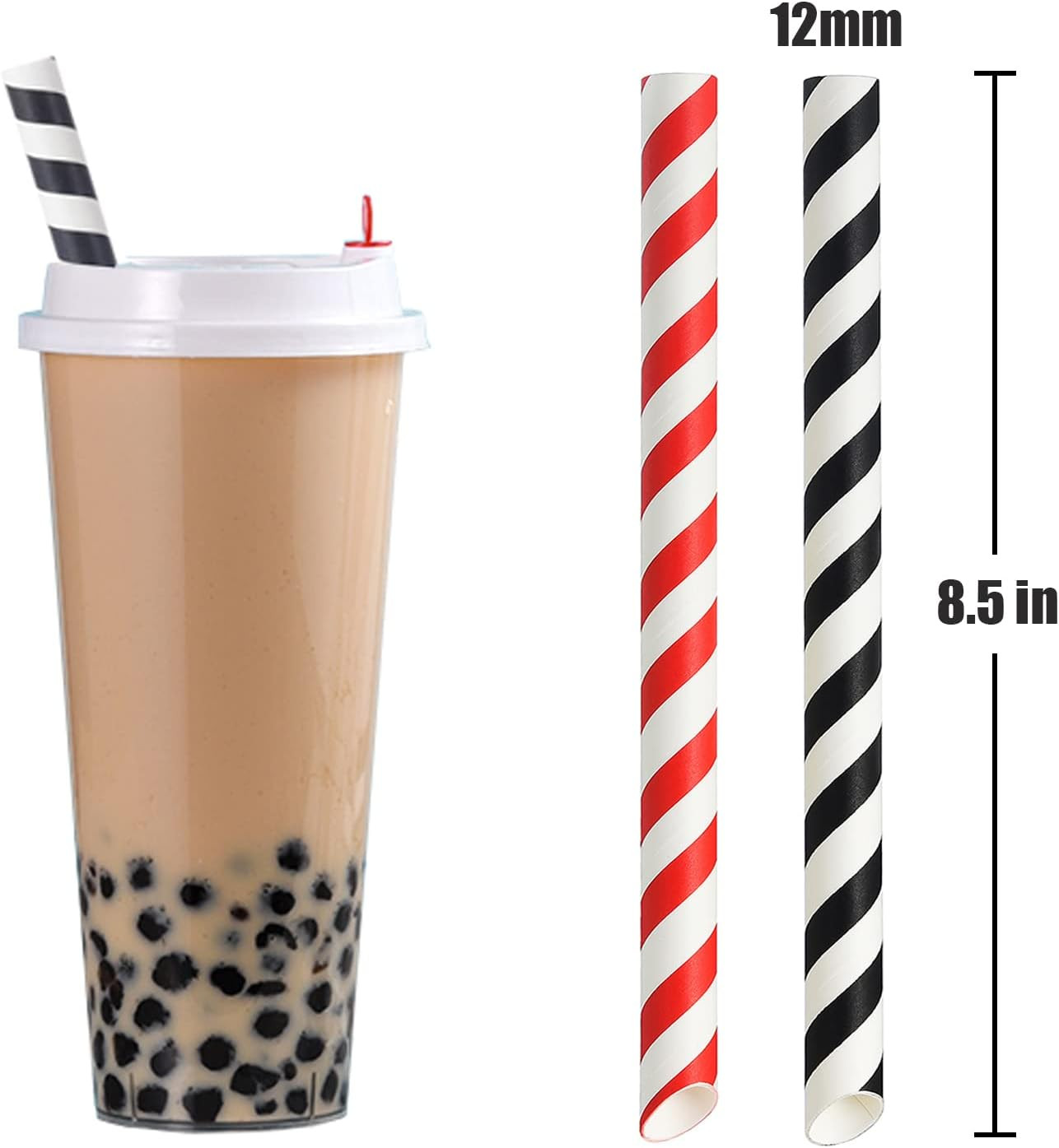 ALINK Paper Boba Straws, 4-Layer Heavy Duty, 12Mm Extra Wide Biodegradable