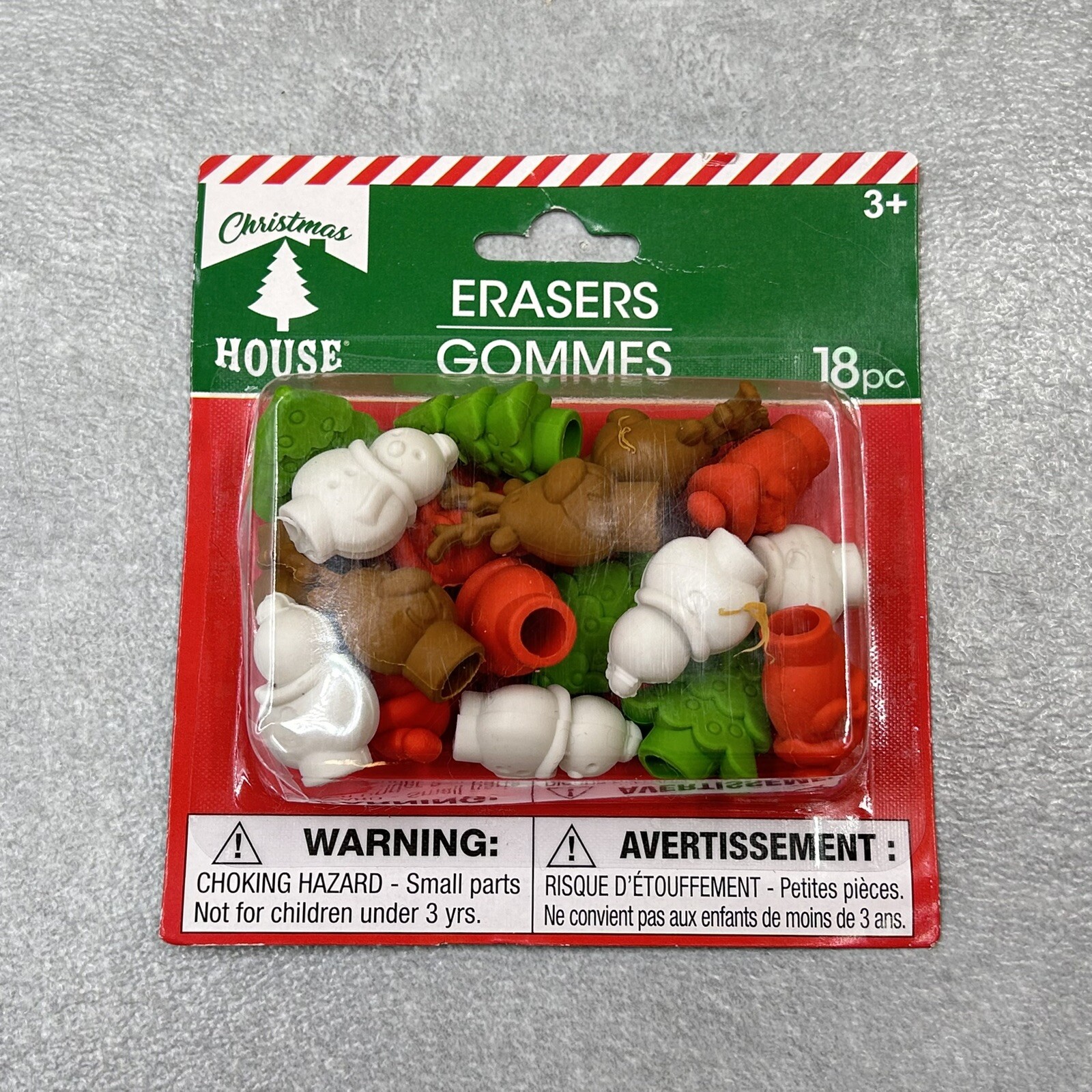 Christmas House 18 Pencil Top Erasers & 12 Pack Pencils Holiday NEW!