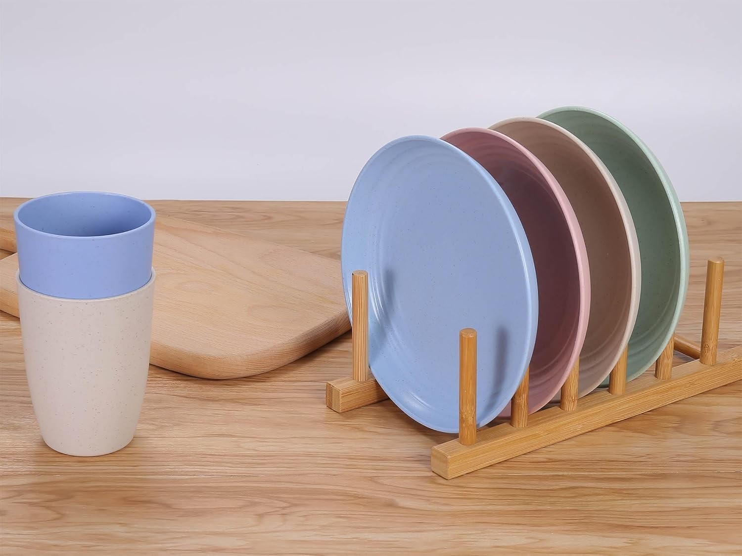 7-Inch Unbreakable Wheat Straw Plates – Set of 4, Microwave & Dishwasher Safe