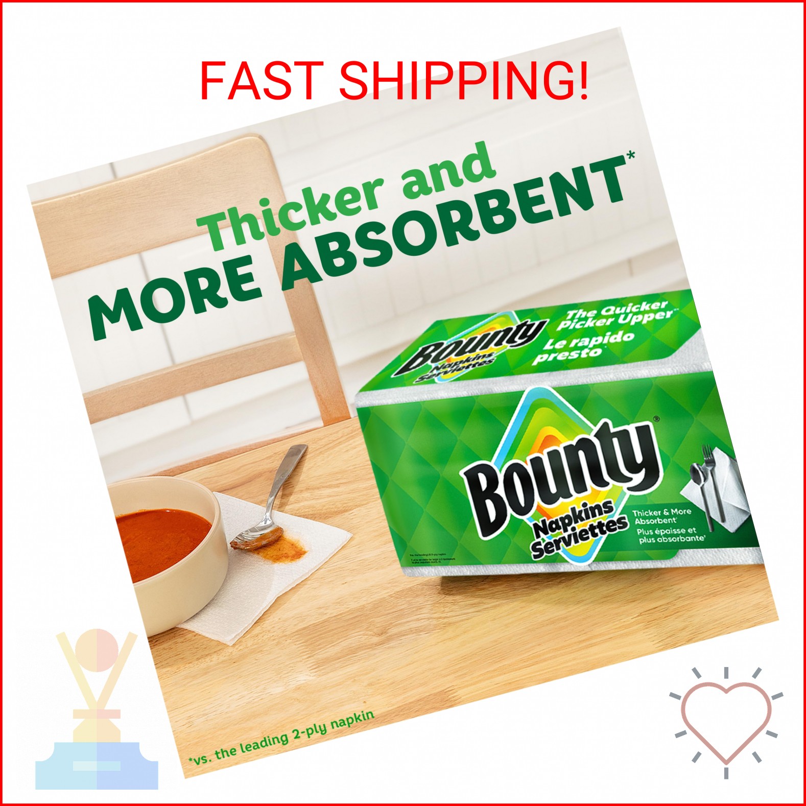Bounty Paper Napkins, White, 400 Count