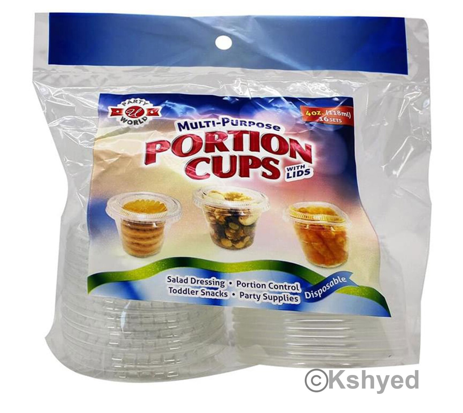 16 PCS Clear Shot Plastic Disposable Portion Cups With Lids In Bag 4 Oz – New