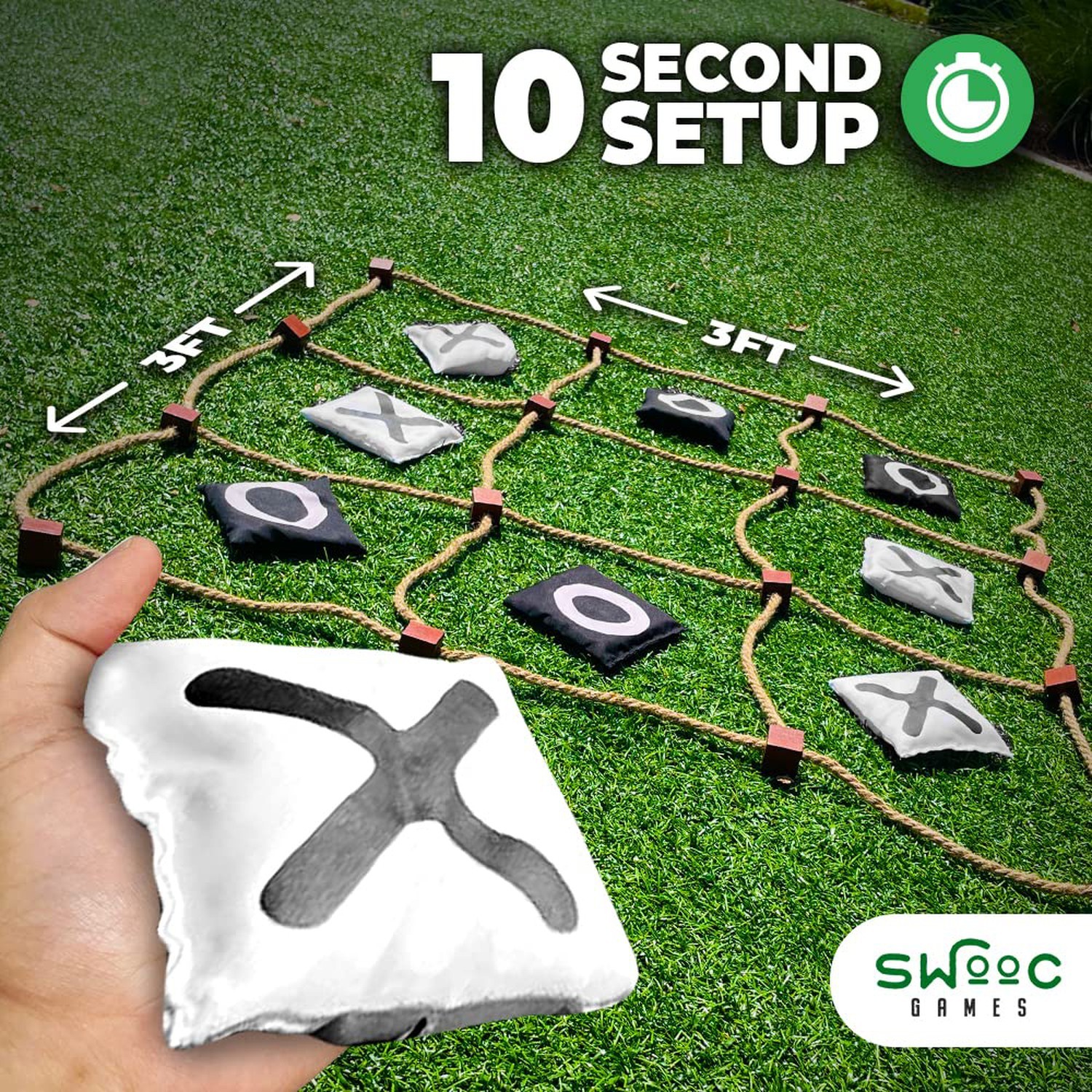 SWOOC Games – Giant Tic Tac Toe Game Outdoor (All Weather) | 3ft x 3ft | Inst…