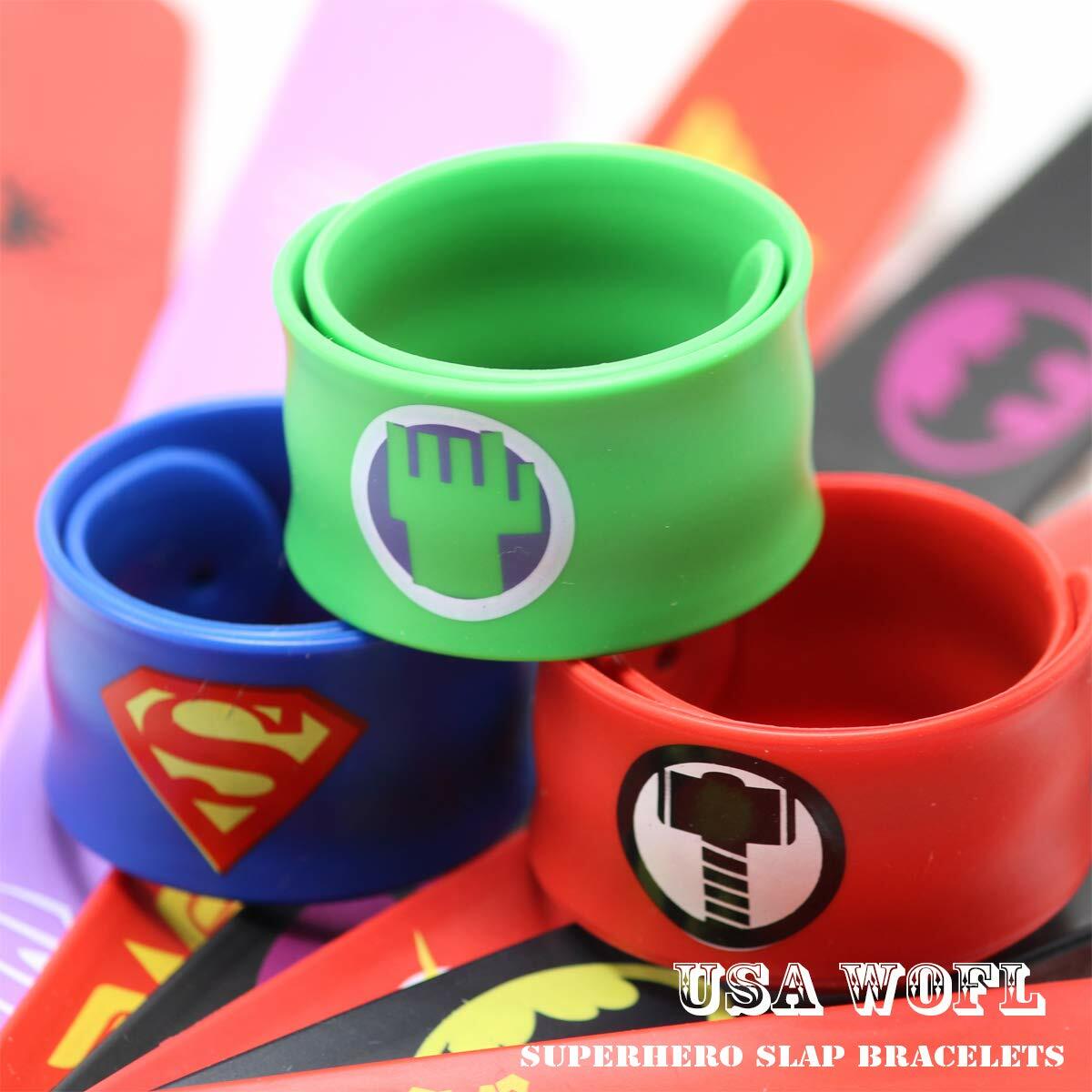 Superhero Slap Bracelet Birthday Party Supplies School Classroom Rewards 24pcs