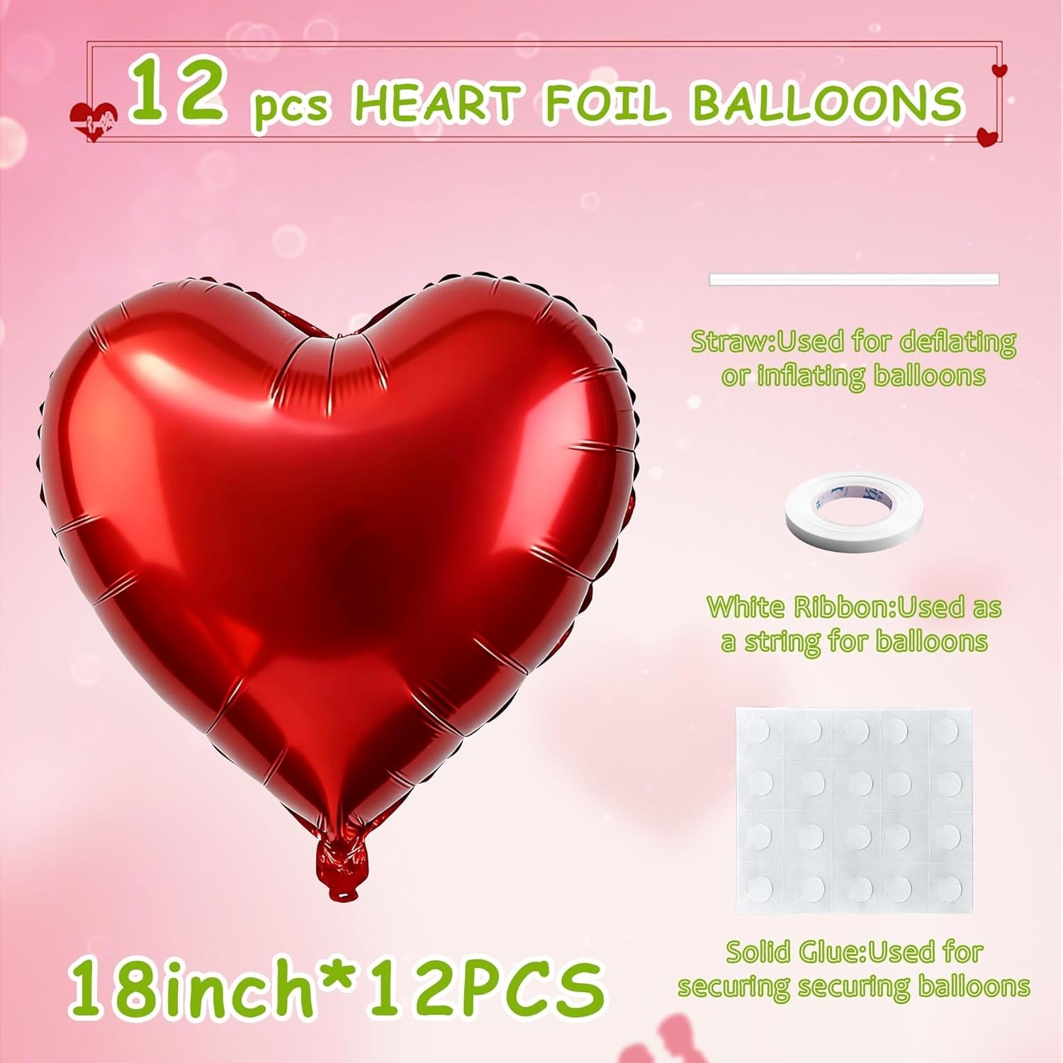 20 pcs Heart Shape Foil Balloons Red 18″ for Valentine’s Day Birthday Party