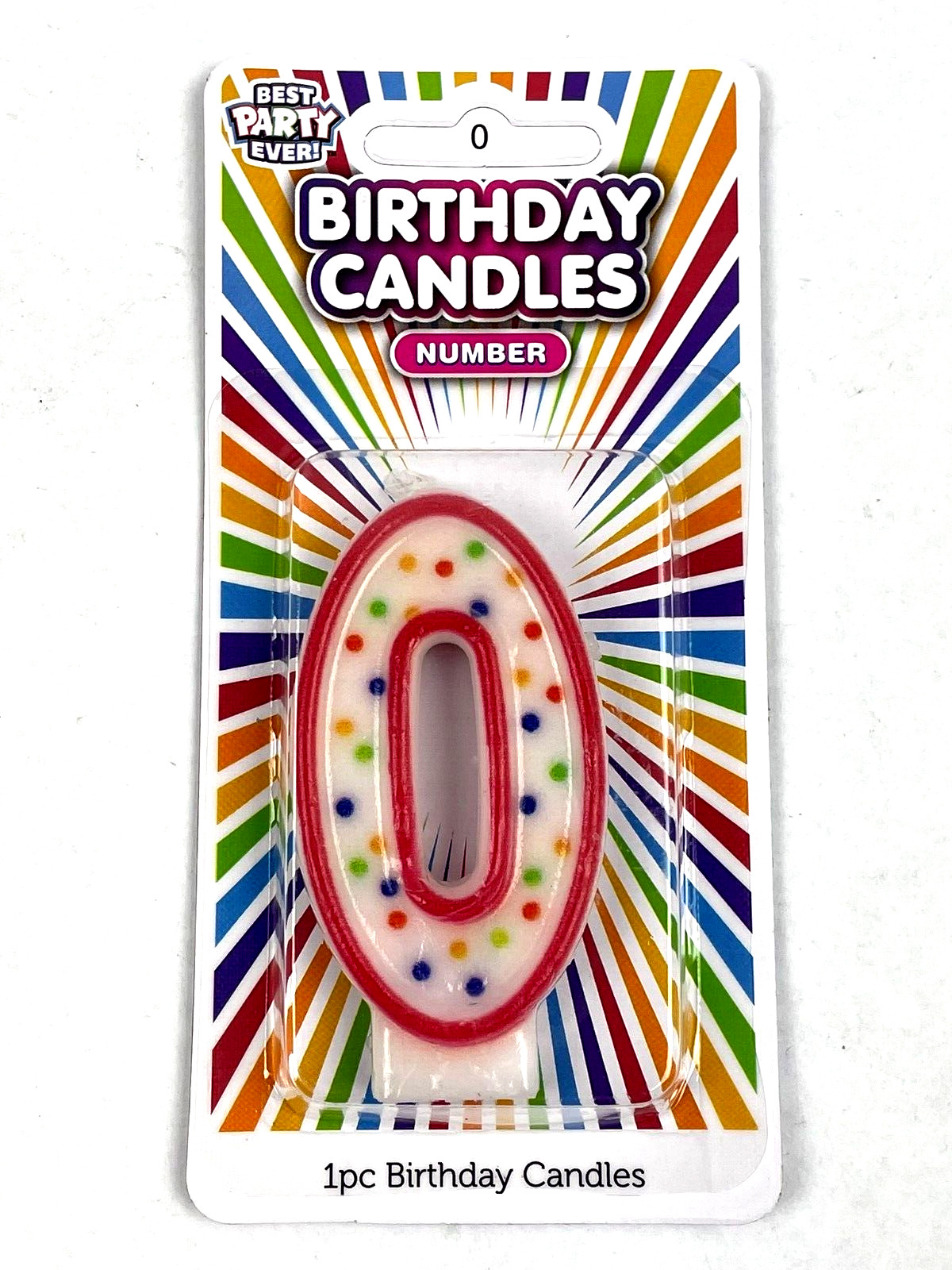 Birthday Party Candle Number 0-9 Multi Colored Candles Polka Numbers Celebration
