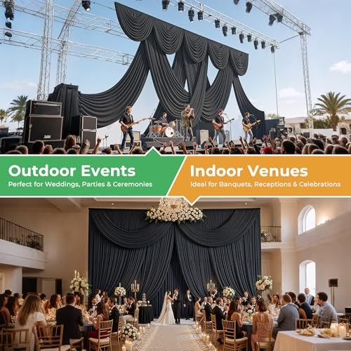 20ftx14ft Black Backdrop Curtain for Wedding & All Parties | 4 Panels