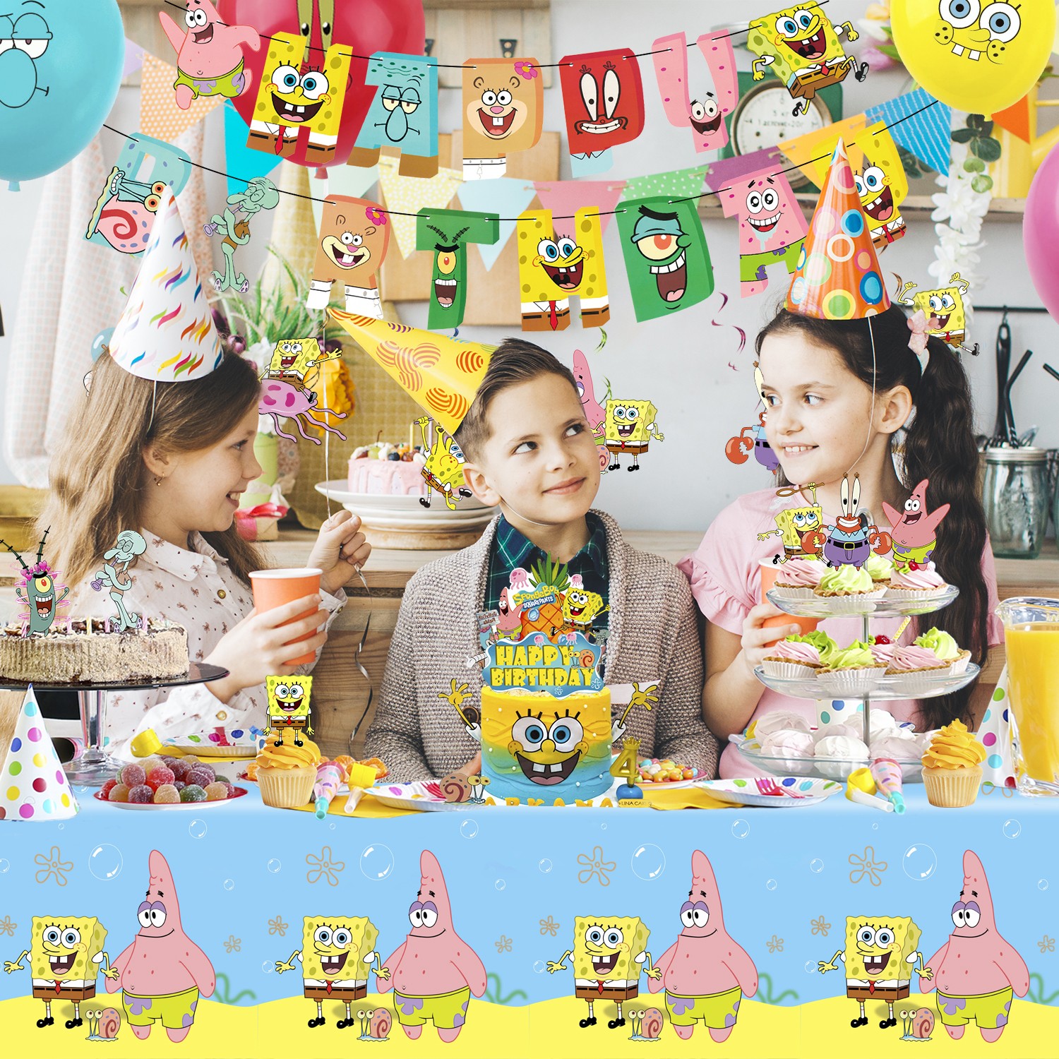 SpongeBob Party Decorations SpongeBob Birthday Supply Cake Topper Banner Balloon
