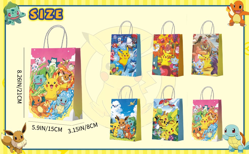Pokemon Cartoon Style Party Bags Goodie Bags Kids Birthday Party Favors Gift Bag